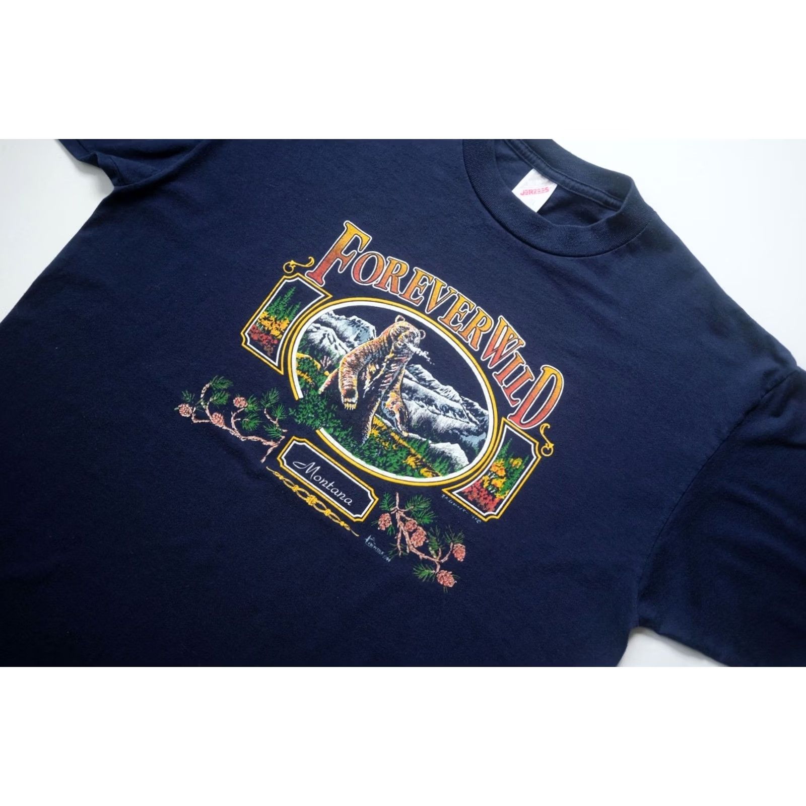 Fruit Of The Loom VINTAGE FRUIT OF THE LOOM 1994 FOREVER WILD BEAR OUTDOOR MONTANA GRAPHIC BLUE T SHIRT XL Size US XL / EU 56 / 4 - 5 Thumbnail