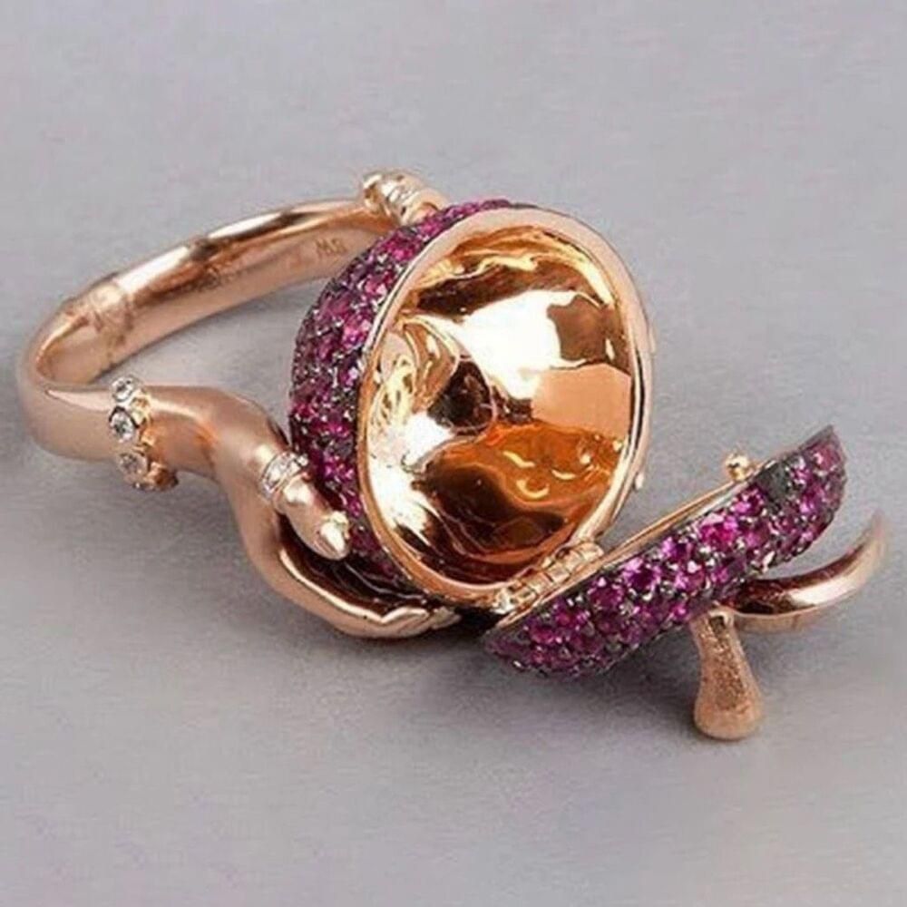 Other Pink Crystal Apple Ring Womens Statement Jewelry Size 6 New Size ONE SIZE - 2 Thumbnail