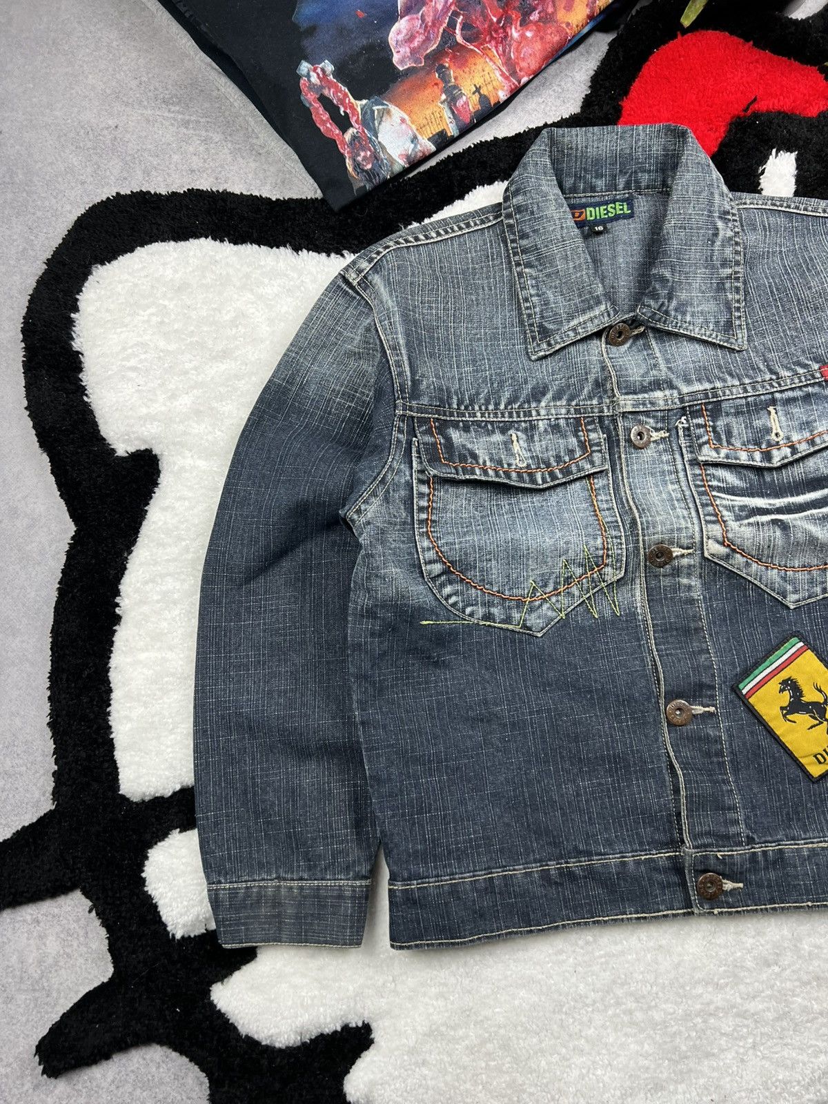 Japanese Brand Vintage Diesel Faded Distressed Racing Denim Y2K Jacket Size S / US 4 / IT 40 - 2 Thumbnail
