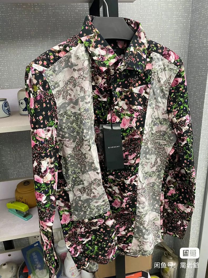 Givenchy Givenchy Size42 Men's Patchwork Floral Print Long Sleeve Sl Size US M / EU 48-50 / 2 - 1 Thumbnail