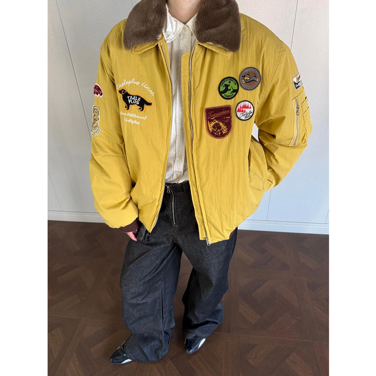 Japanese Brand Bomber Jackets with Fur Collar and Patches Size US M / EU 48-50 / 2 - 3 Thumbnail