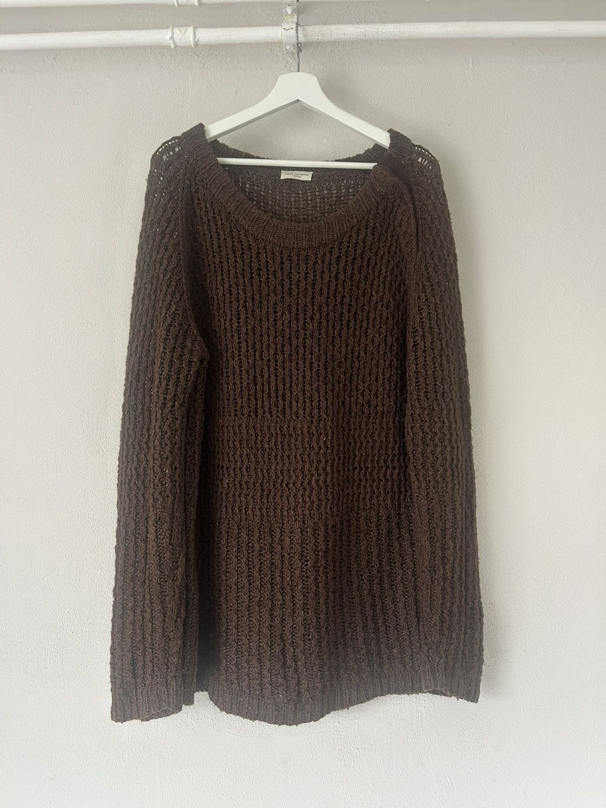 Dries Van Noten Brown Open-Knit Wool Sweater Size US M / EU 48-50 / 2 - 1 Thumbnail