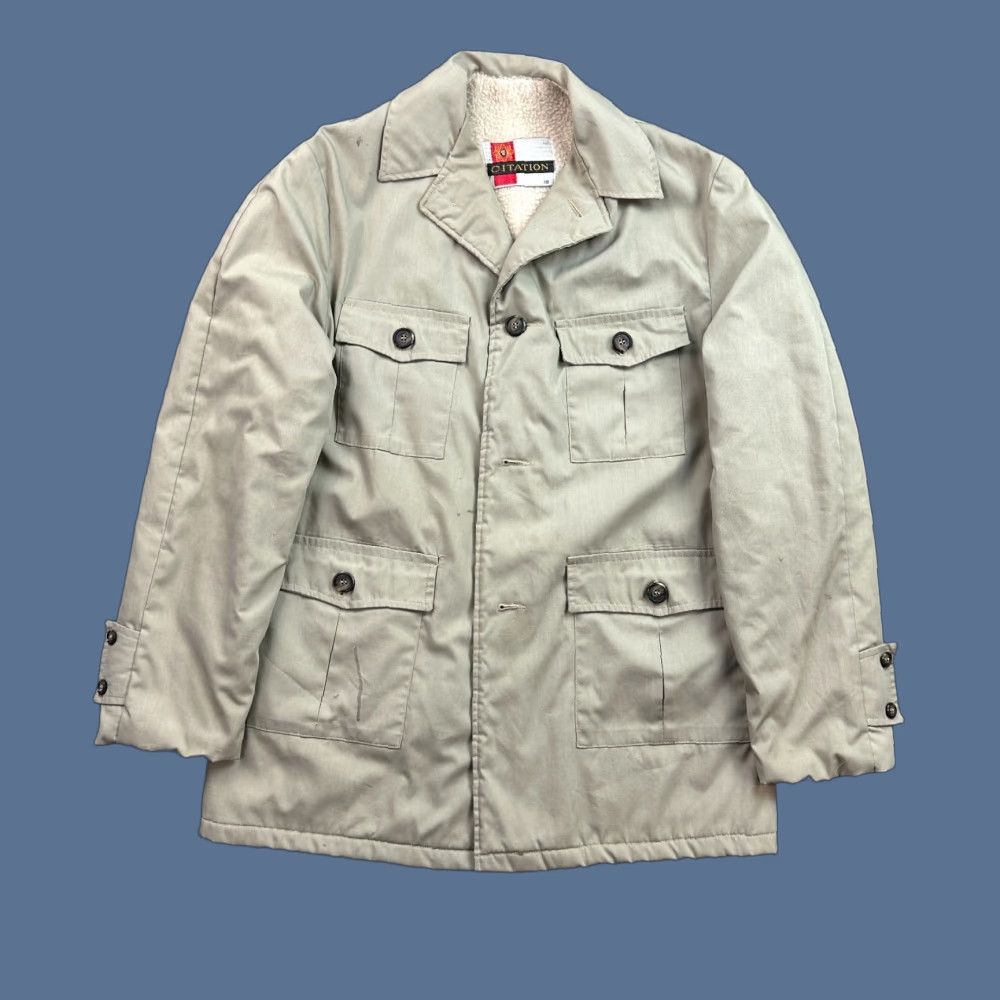 Vintage VINTAGE Citation Jacket Mens 38 Beige Sherpa Lined Chore Utility Western 70s Jacket Size US XXS / EU 40 - 1 Thumbnail