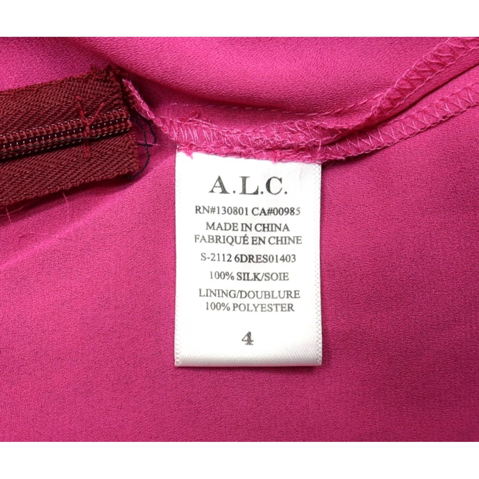 Vintage A.L.C Mini Dress Silk Sari 100% Silk Pink Black Long Sleeve V-Neck Zip Party/Cocktail Casual Sz 4 Womens Size S / US 4 / IT 40 - 7 Thumbnail