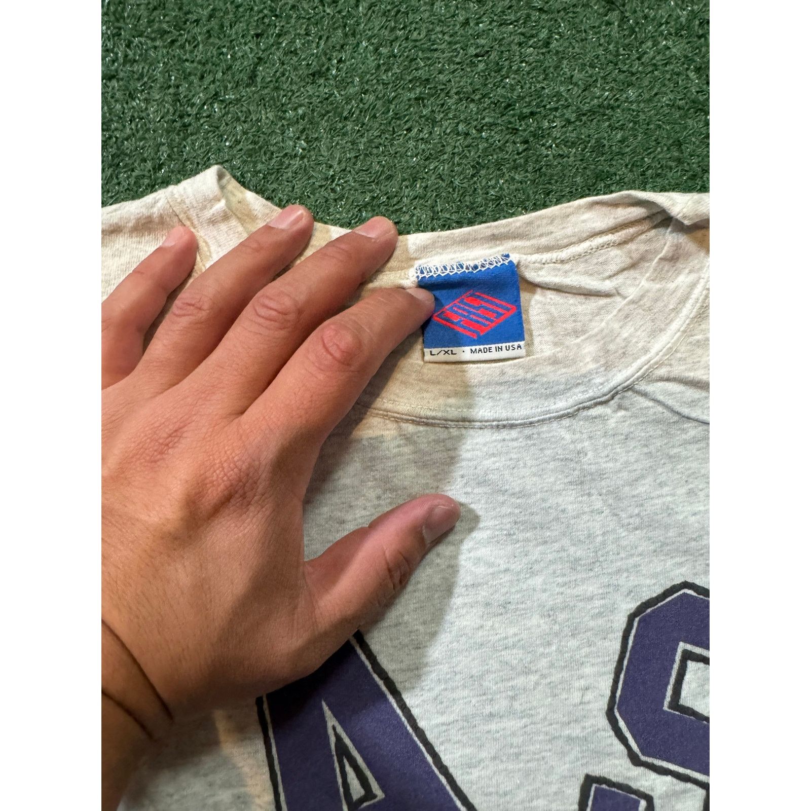 Other Vintage Fast Tee Star Purple Vintage Sz Large Grey Size US L / EU 52-54 / 3 - 2 Thumbnail