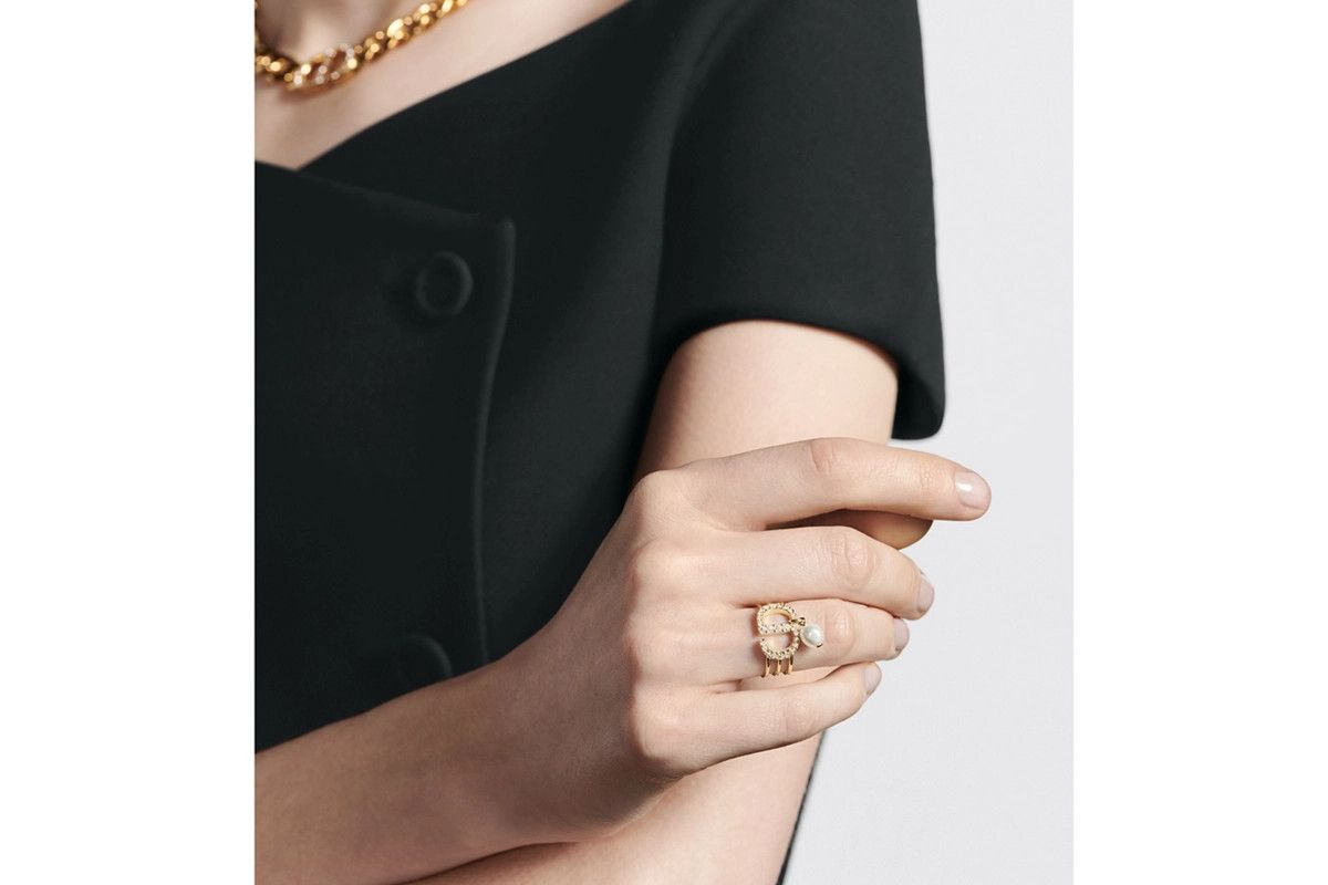 Dior o1bcso1str0126 Size:OS/Petit Cd Ring in Golden/White Size ONE SIZE - 5 Thumbnail