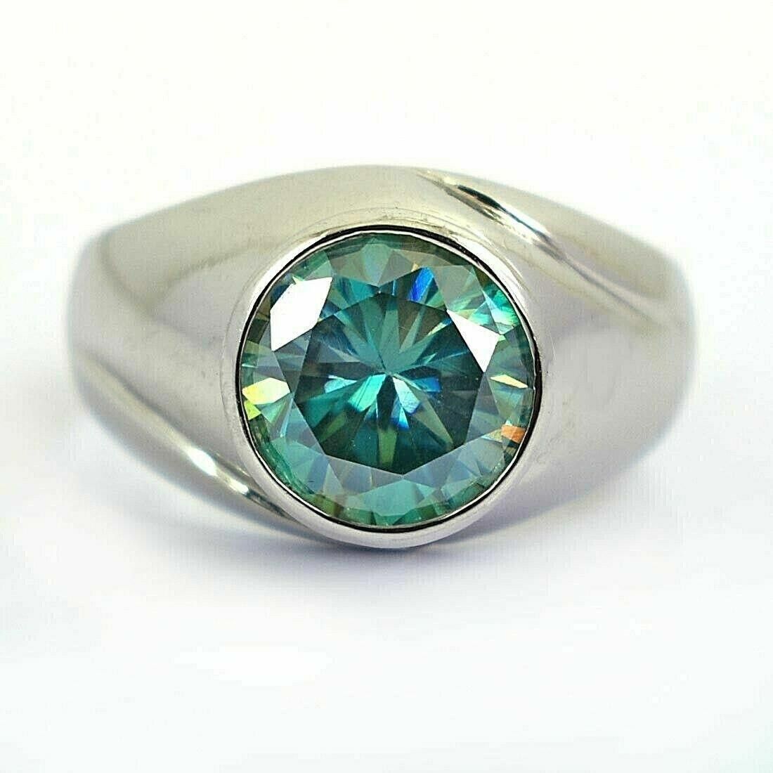 Handmade Hand Made Sterling Solitaire Blue Diamond Ring 3.90 Cts Size ONE SIZE - 1 Thumbnail