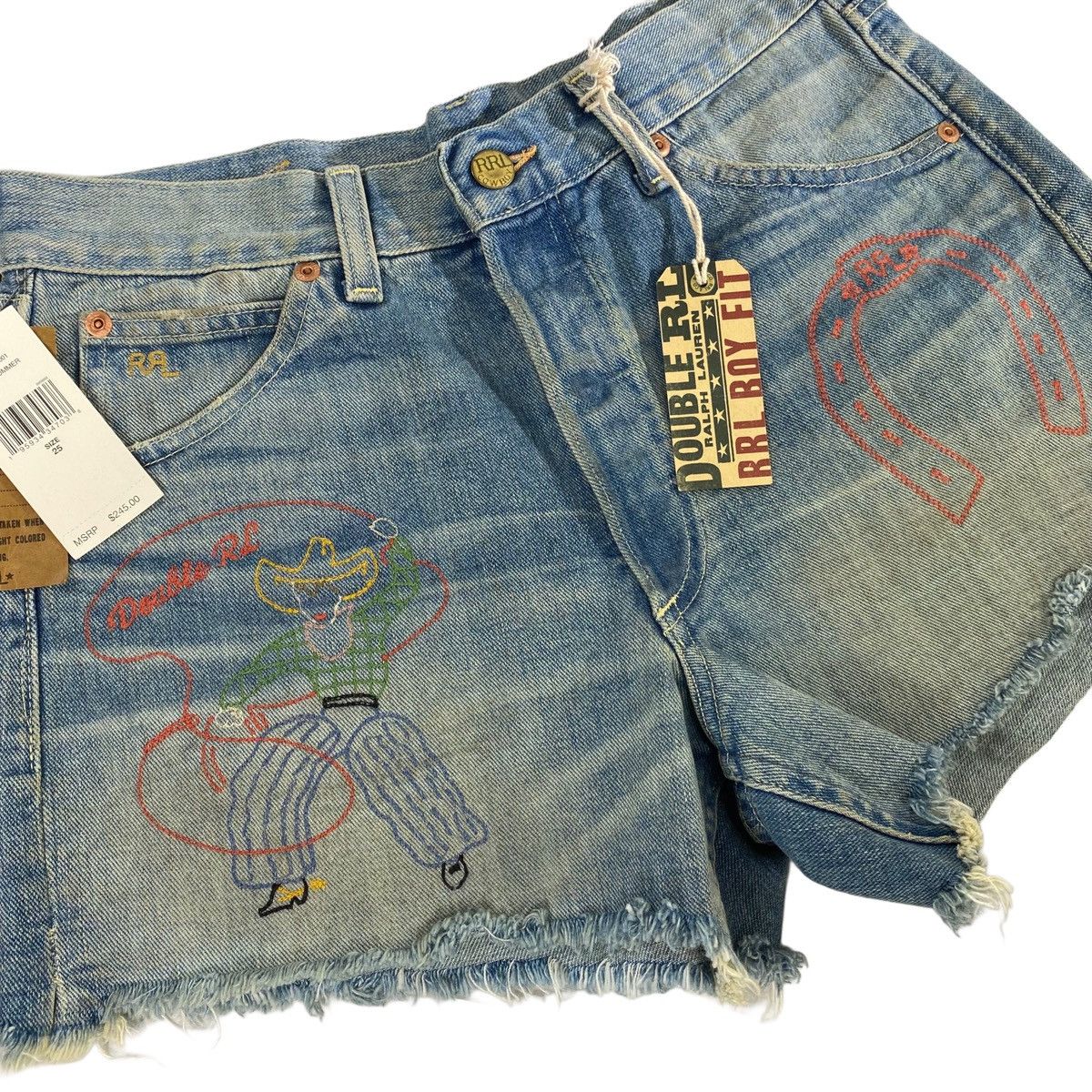 RRL Ralph Lauren × Ralph Lauren rrl ralph lauren western rodeo embroidered boy fit shorts Size 25" / US 0 / IT 36 - 2 Thumbnail