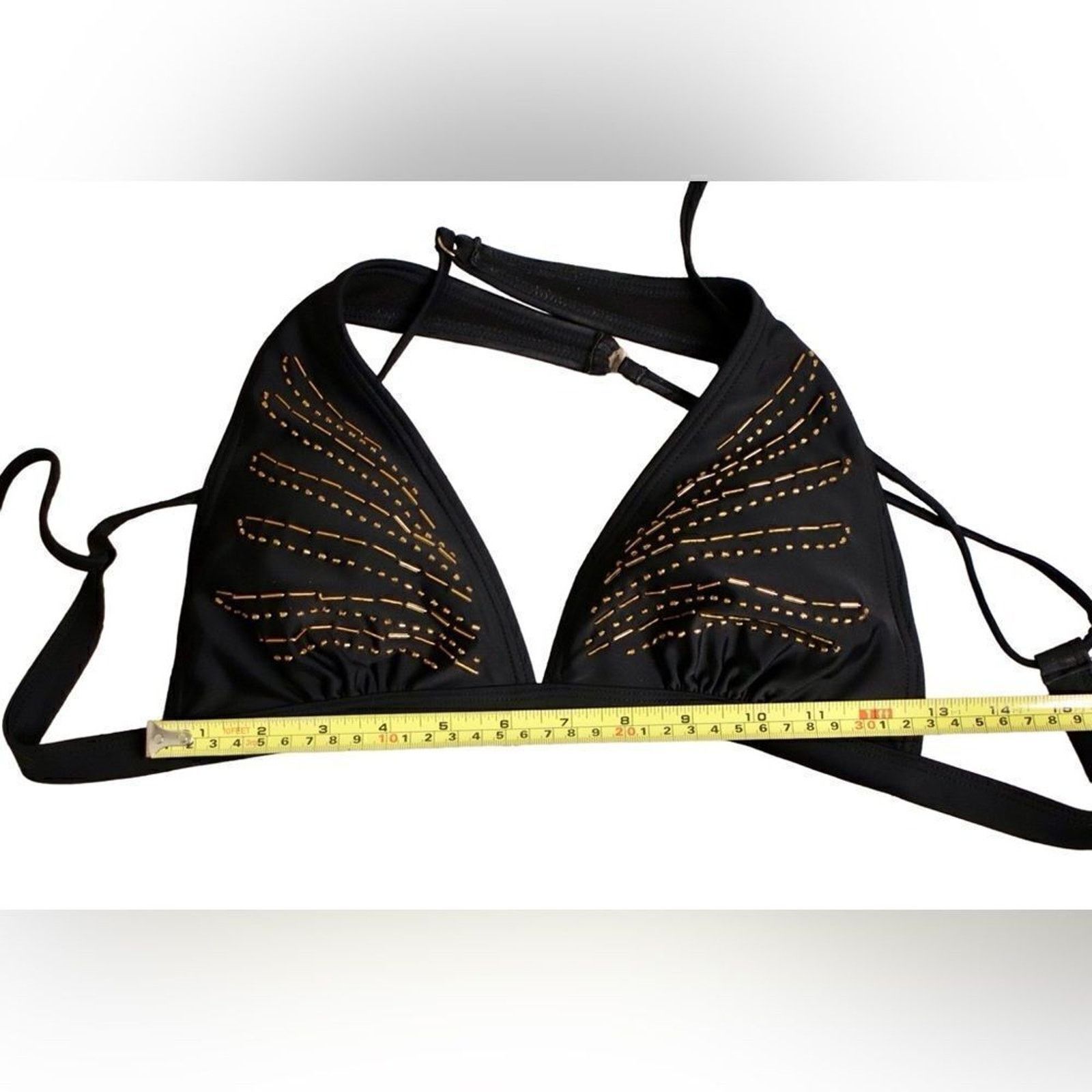 Other Xhilaration Beaded Black String Bikini Swim Top LARGE Beach Size L / US 10 / IT 46 - 6 Thumbnail