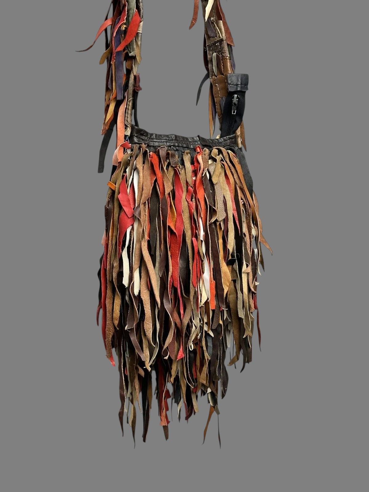 KMRii Artisan Multi Leather Fringe Bag Avantgarde Style Size ONE SIZE - 9 Thumbnail