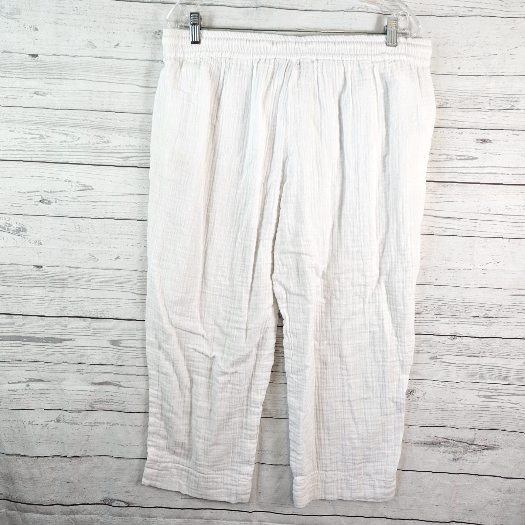 Tommy Bahama Tommy Bahama Womens Cropped Gauze Pants Sz Large White High Rise Drawstring Pants Womens Large White Cropped Gauze Drawstring Casual Summer 90s? Size 36" / US 14 / IT 50 - 3 Thumbnail