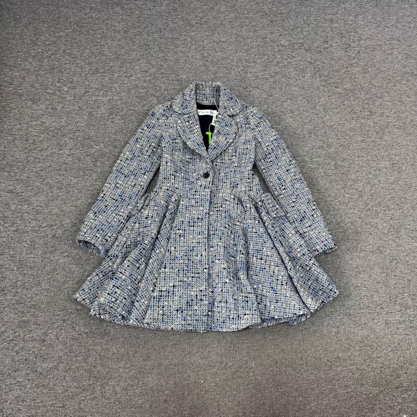 Dior Dior blue tweed wool A-line overcoat 36 99 new Size XS / US 0-2 / IT 36-38 - 1 Thumbnail