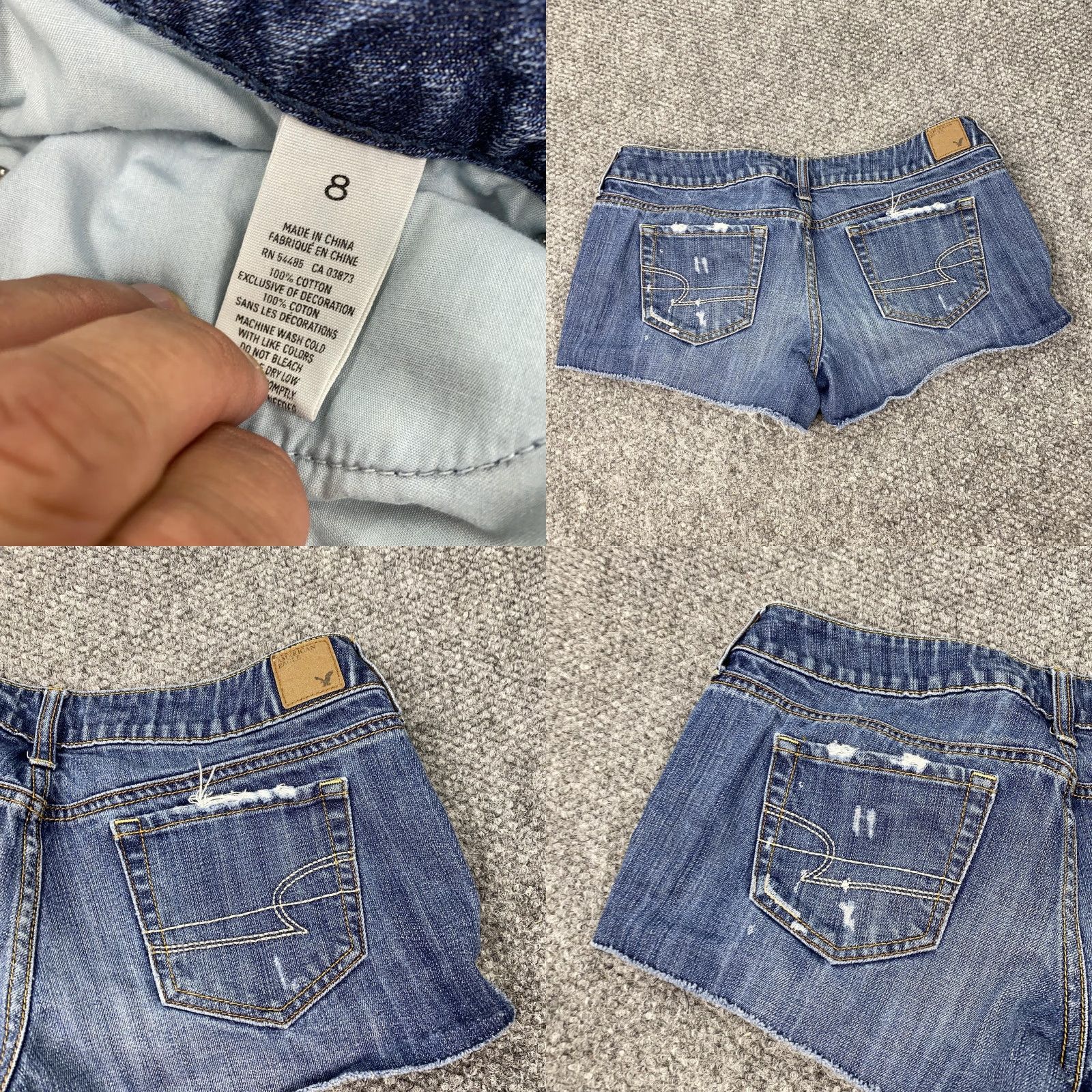 Vintage American Eagle Denim Shorts Women 8 Blue Distressed Frayed Hem 5-Pocket Inseam 3in Womens Size 30" / US 8 / IT 44 - 8 Thumbnail