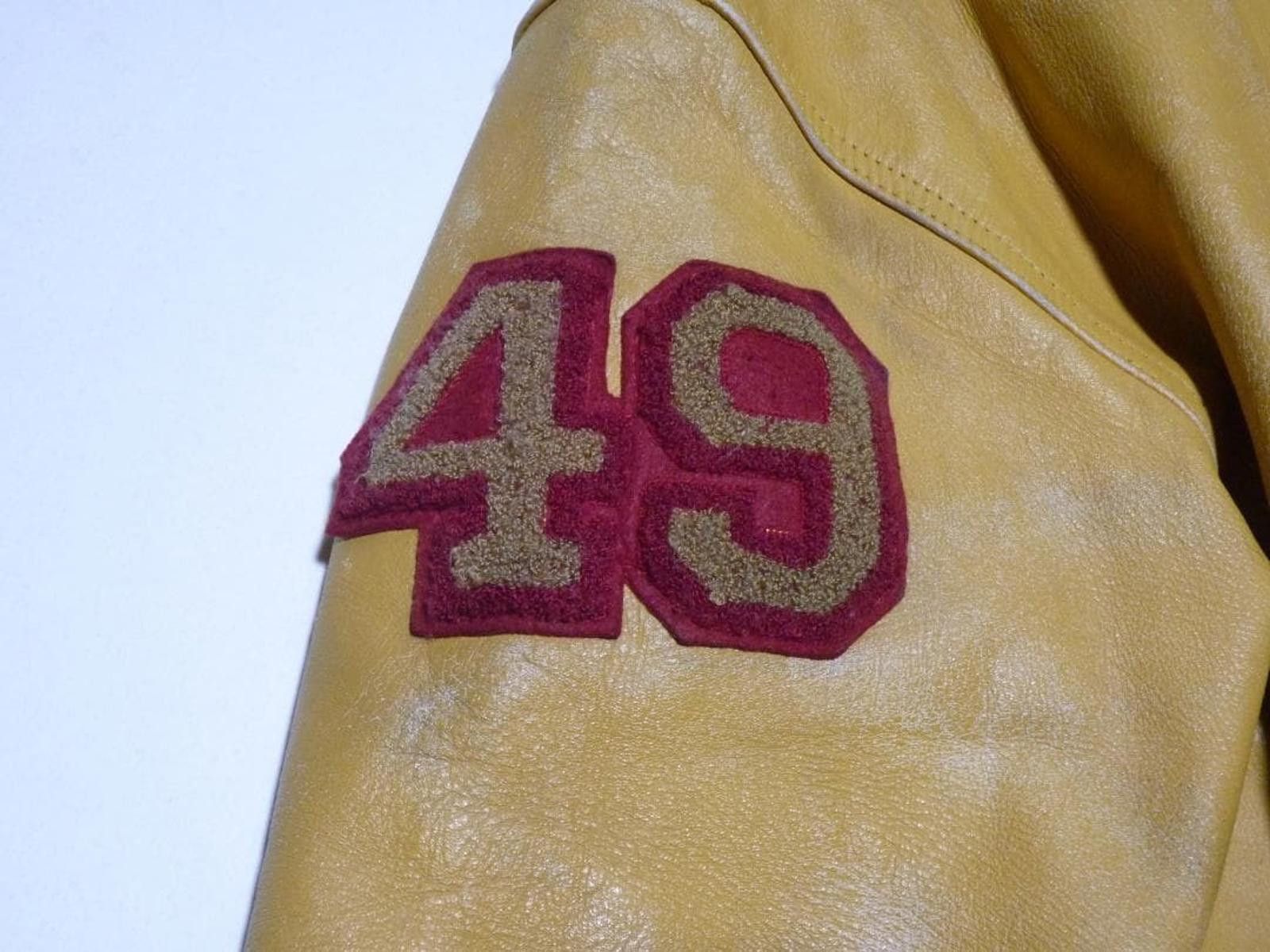 Avirex AVIREX - Vintage Yellow Leather Varsity Jacket with Embroide Size US M / EU 48-50 / 2 - 6 Thumbnail