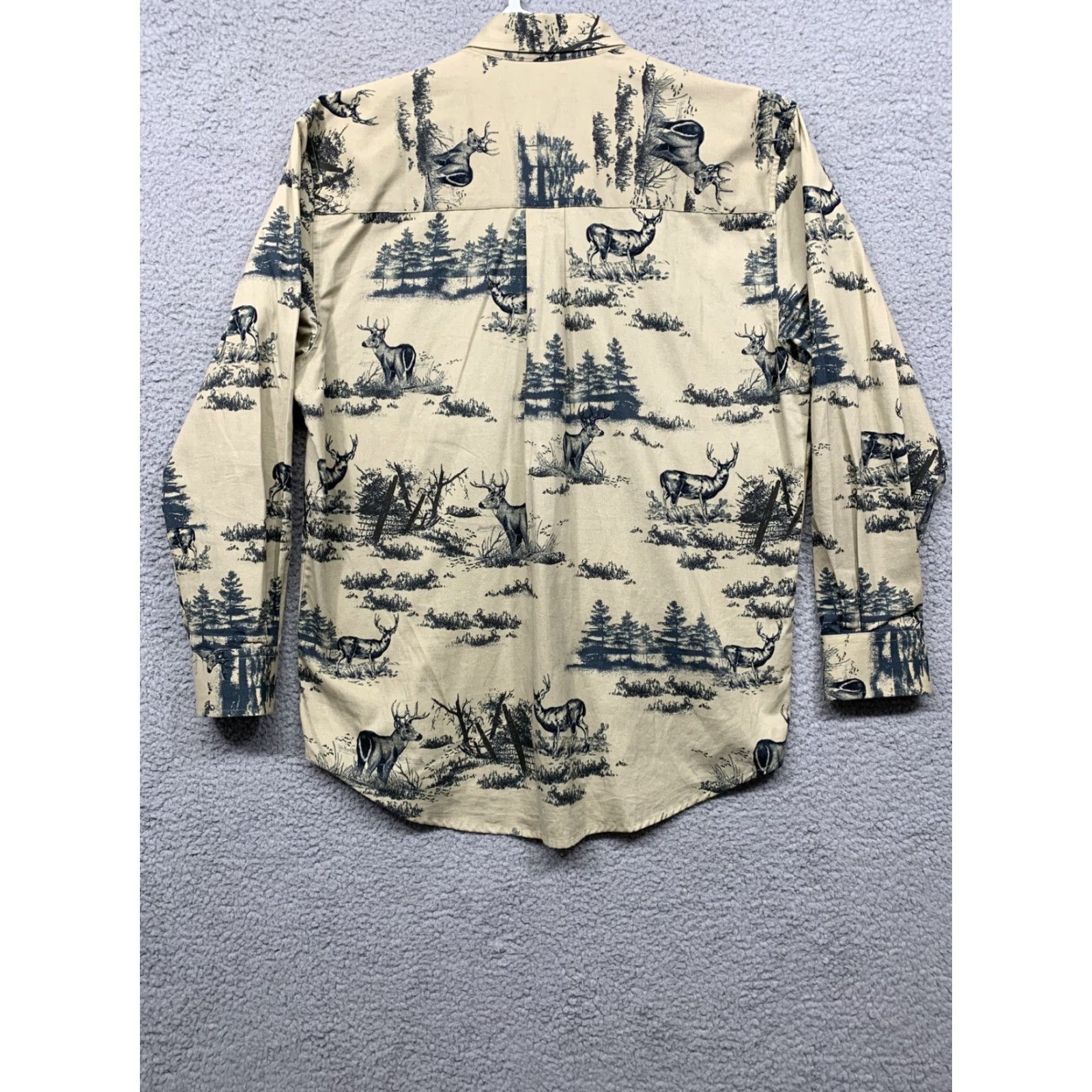Vintage Natural Issue Mens Shirt S Wrinkle Free Tan Dark Green Black Bucks 1 Pocket Soft Size US S / EU 44-46 / 1 - 4 Thumbnail