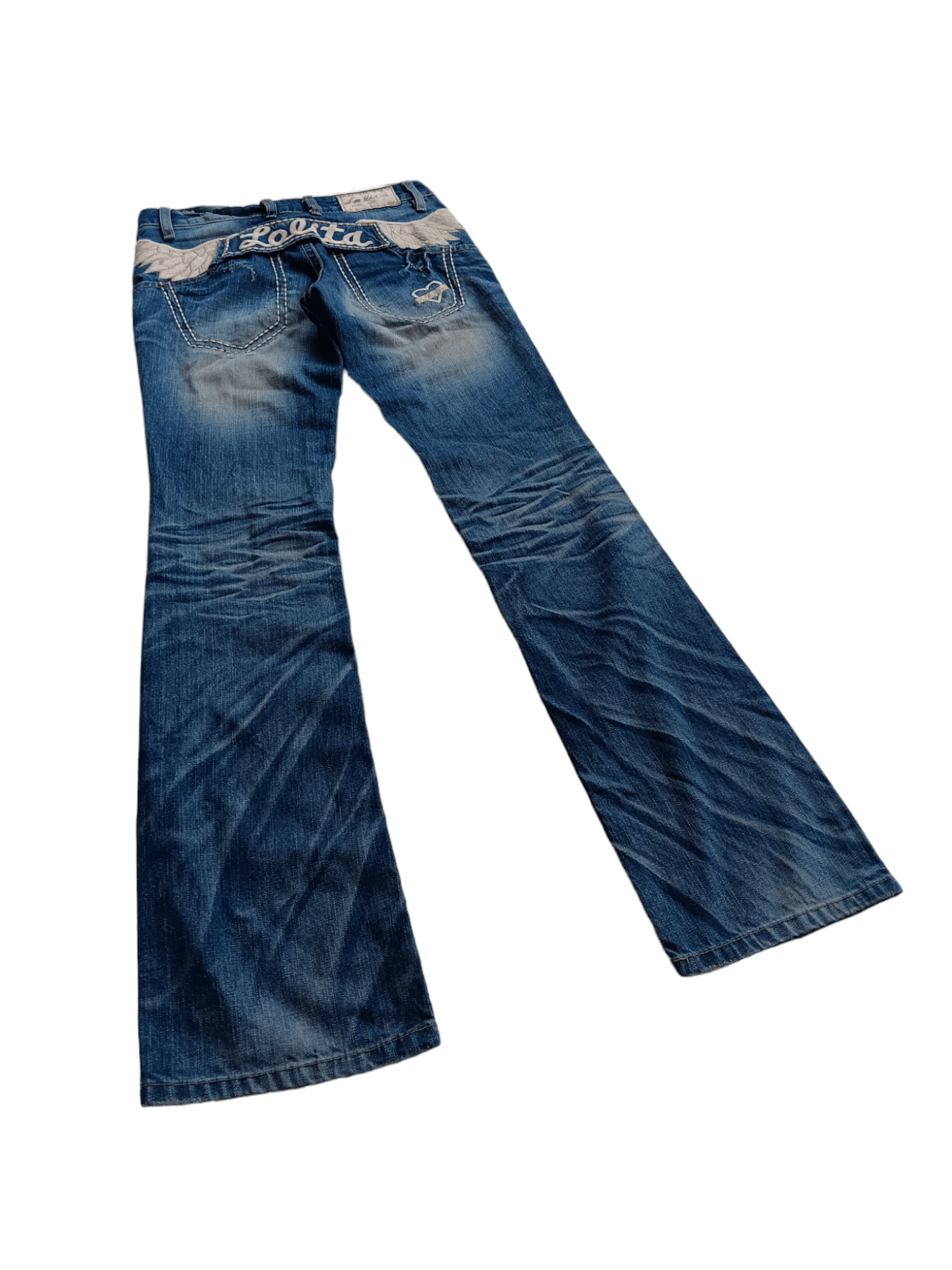 Japanese Brand YOSHITOMO NARA LOLITA WINGS EMBROIDERED BOOTCUT LOW RISE Size US 29 - 4 Thumbnail