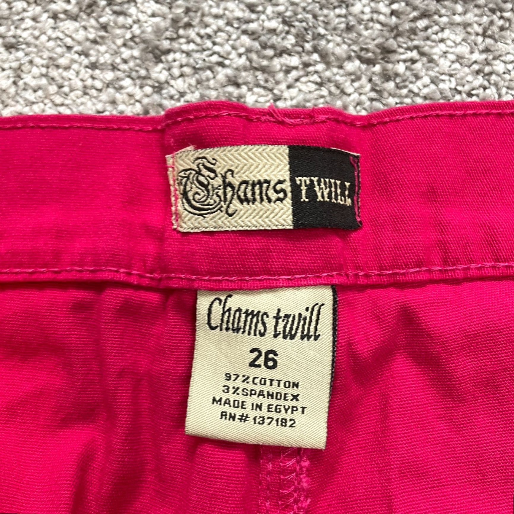 Vintage Chams Chino Shorts Bermuda 5" Inseam Womens 26 Pink Cotton Twill Button Solid Everyday Casual Ladies Cotton Blend Size 32" / US 10 / IT 46 - 6 Thumbnail