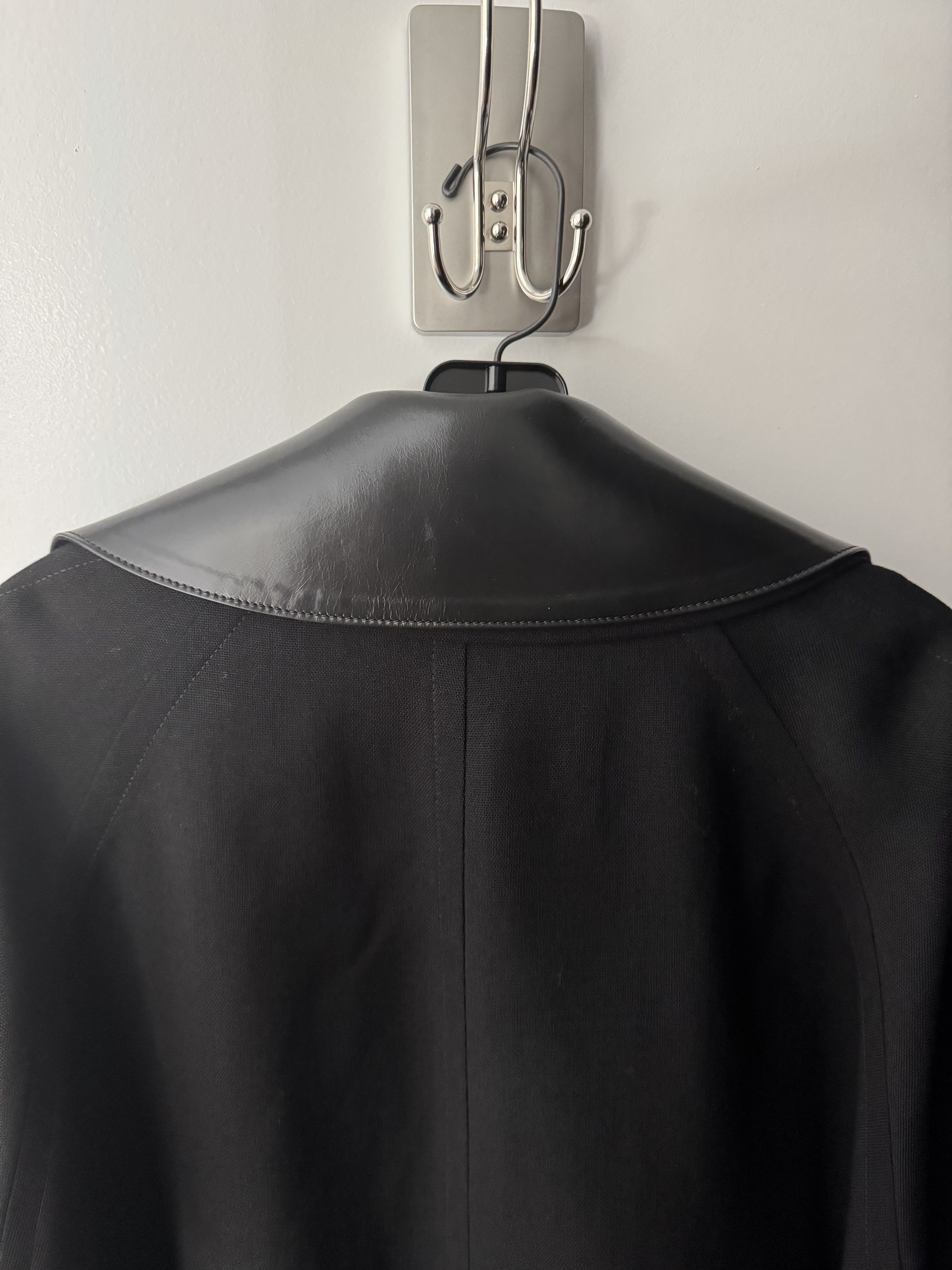 Jil Sander Jil Sander Black Wool Coat with Leather collar Size US S / EU 44-46 / 1 - 8 Thumbnail