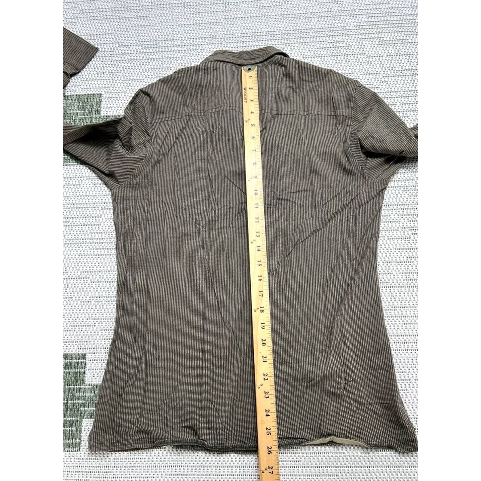 John Varvatos John Varvatos Shirt Men Medium Brown Striped Cotton Button-Up Size US M / EU 48-50 / 2 - 7 Thumbnail