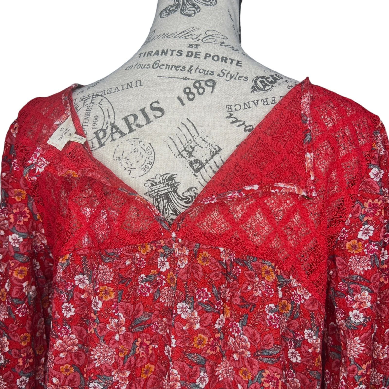 Other Tempesta Lace Detail 3/4 Sleeve Top - Stitch Fix Boho Blouse Size S / US 4 / IT 40 - 10 Thumbnail