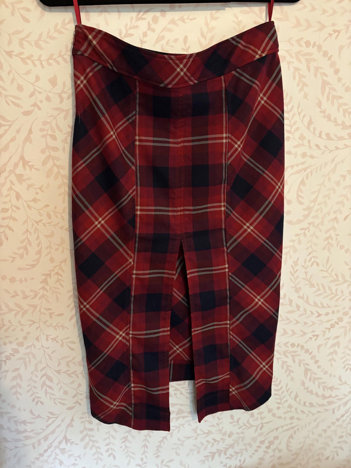 Free People NEW Free People Geometric Precision Red Plaid Pencil Skirt 8 Size 30" / US 8 / IT 44 - 5 Thumbnail