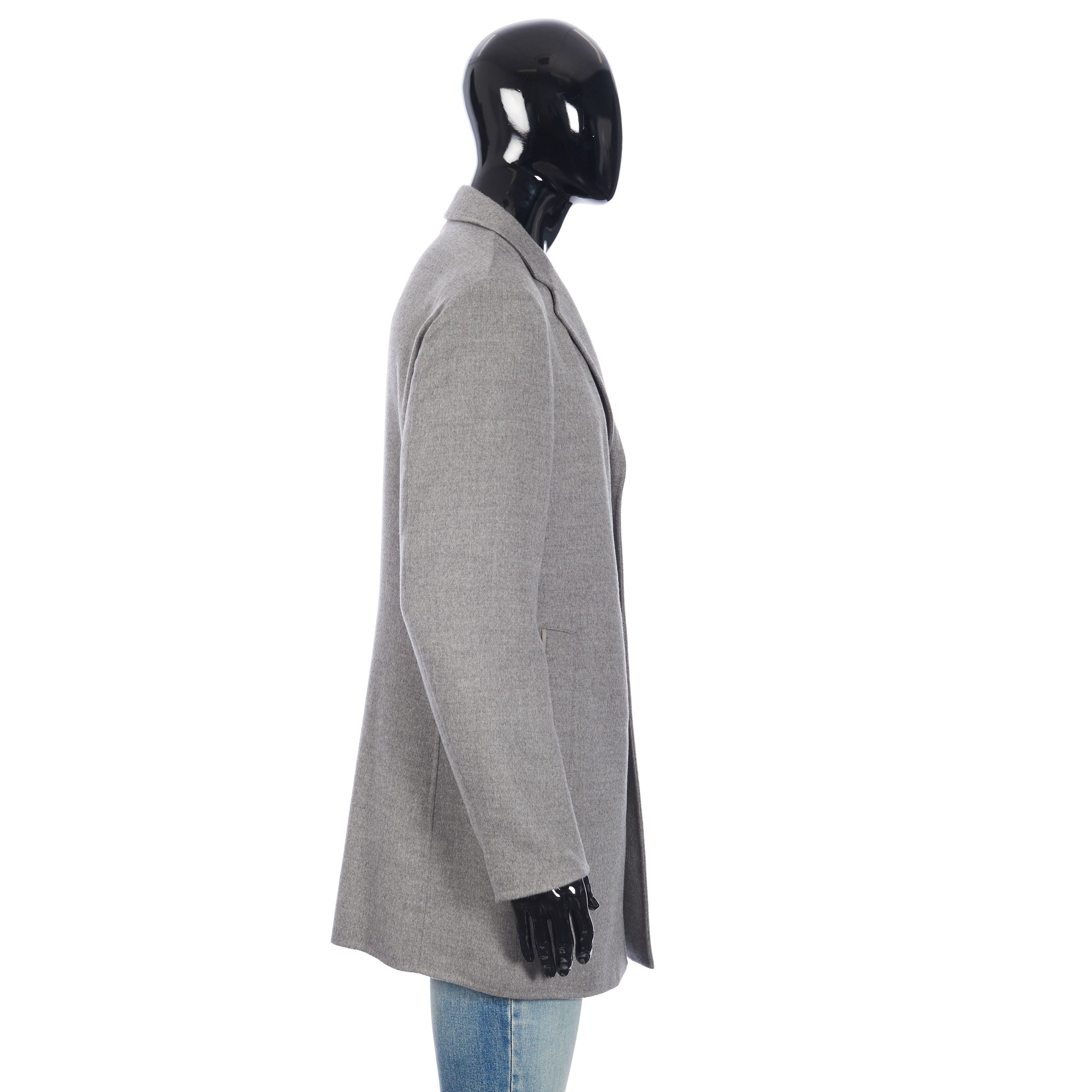 Single-Breasted Coat In Grey Double-Faced Cashmere