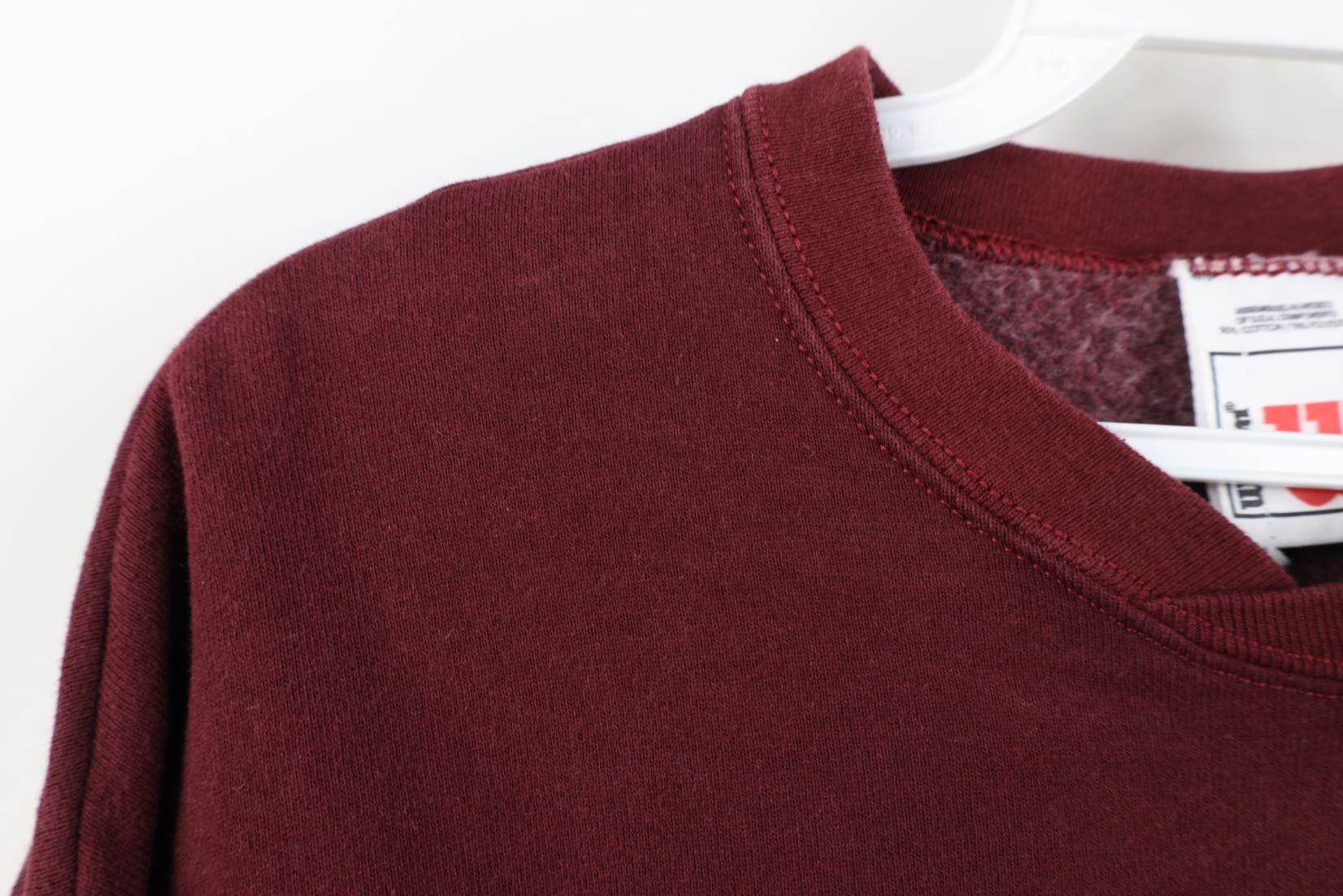 Wilson Vintage 90s Wilson Blank Crewneck Sweatshirt Burgundy Red Size L / US 10 / IT 46 - 5 Thumbnail