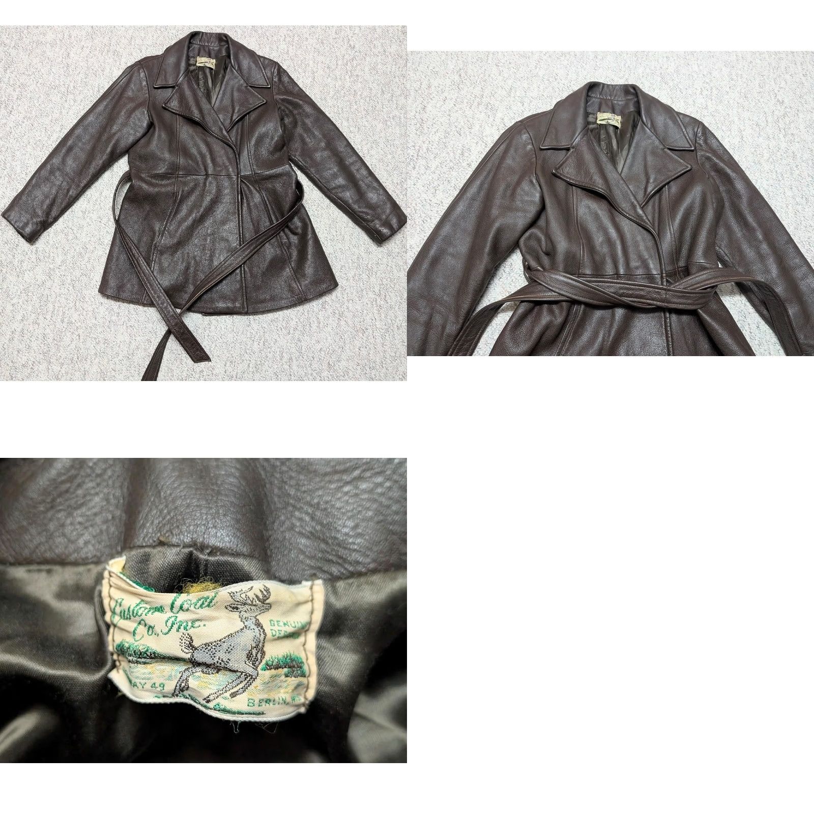 Doublet VINTAGE deerskin coat jacket 36-38 XS brown deerskin leather blazer belt double breasted Size 34R - 8 Thumbnail
