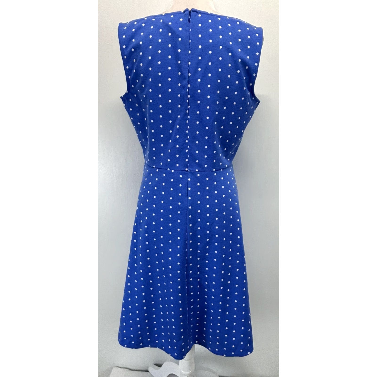 Talbots Talbots Dress Sleeveless Polka Dot Womens L Blue Fit & Flare Knee Length Casual Travel Size L / US 10 / IT 46 - 3 Thumbnail