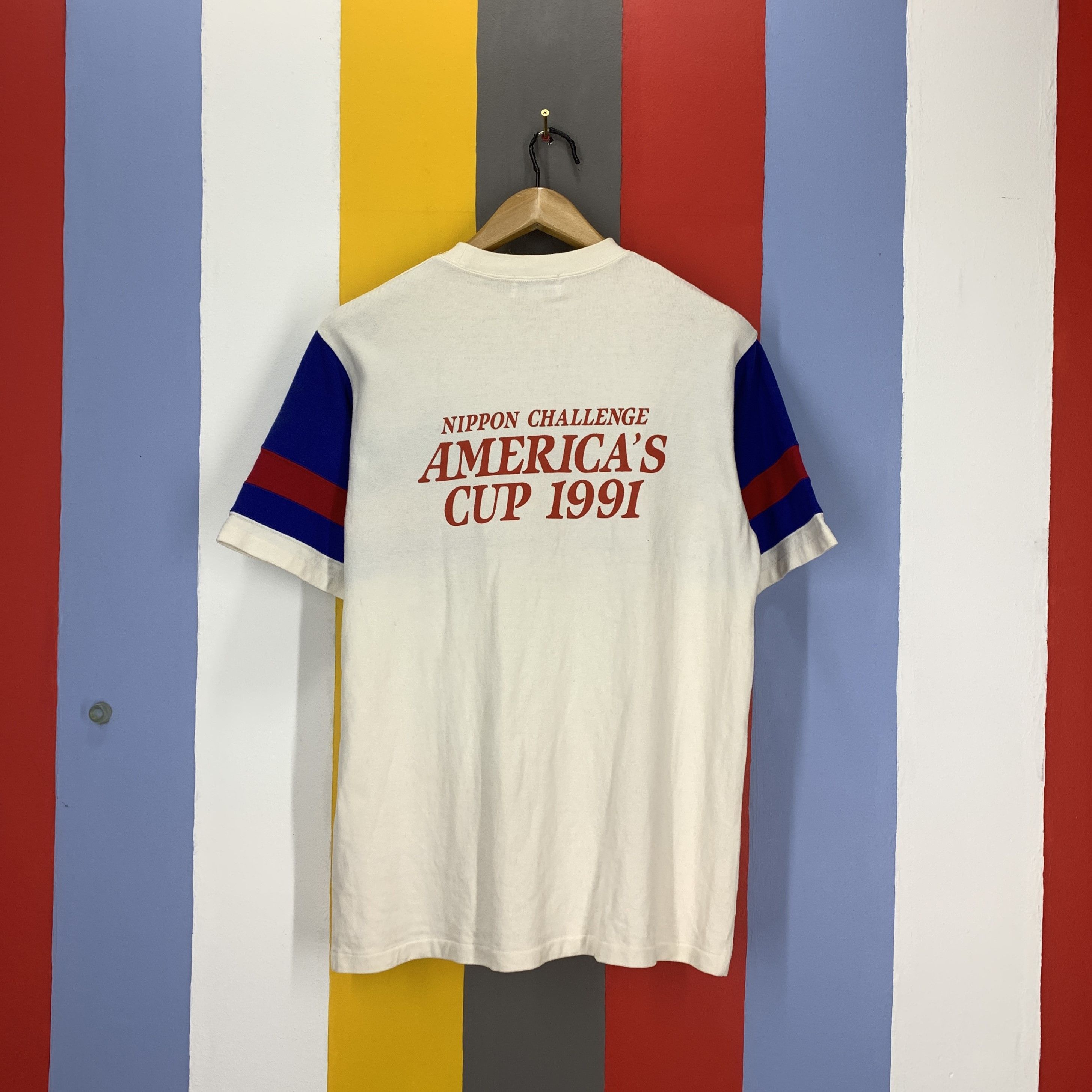 Japanese Brand 90s Vintage NIPPON CHALLENGE AMERICA CUP T Shirt #1902/10 Size US M / EU 48-50 / 2 - 1 Thumbnail