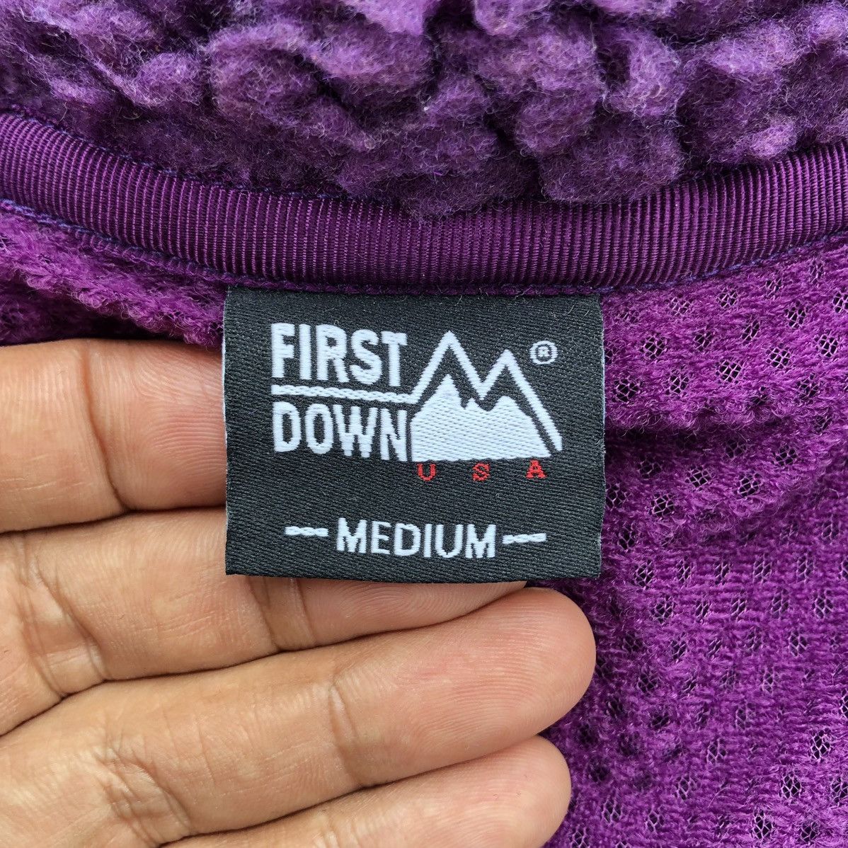 Japanese Brand First Down USA Pile Sherpa Purple Jacket Size US L / EU 52-54 / 3 - 15 Thumbnail