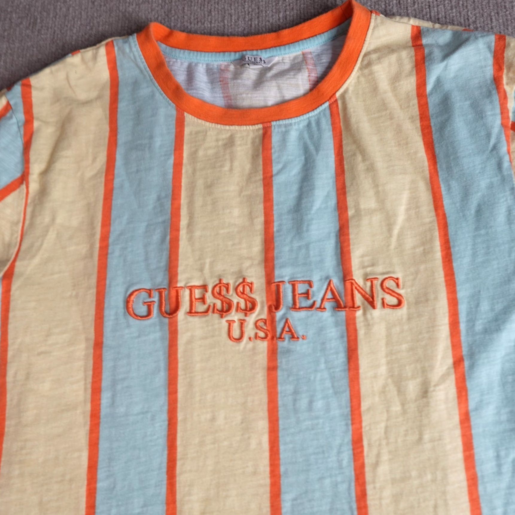 Guess Guess x A Rocky Shirt XL Blue Yellow Striped Embroidered Size US XL / EU 56 / 4 - 7 Thumbnail