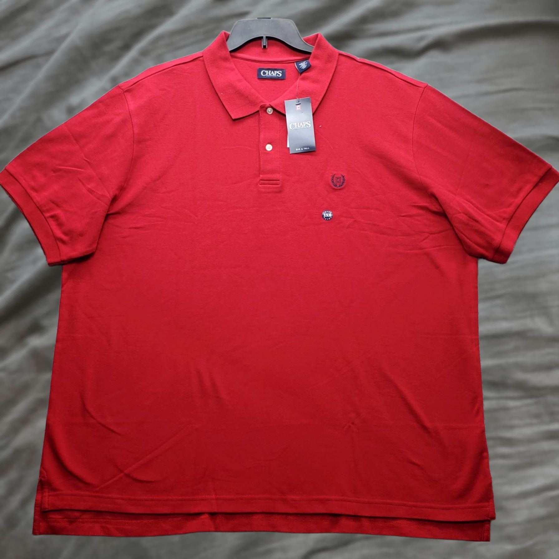Chaps Chaps Mens Polo Shirt Big 3XB Red Short Sleeve Golf Performance Slit High Low Popover Shirt Size US XXL / EU 58 / 5 - 1 Thumbnail