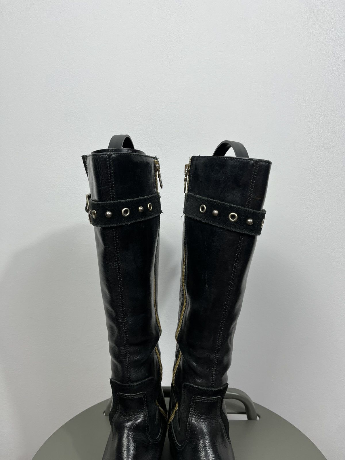 Clarks Clarks Black Leather Knee High Boots Buckle Zip Size US 5 / IT 35 - 5 Thumbnail