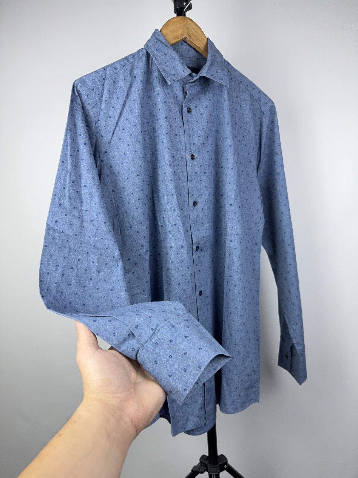 Karl Lagerfeld Karl Lagerfeld Blue Patterned Long Sleeve Shirt Size 40 / L Size US L / EU 52-54 / 3 - 7 Thumbnail