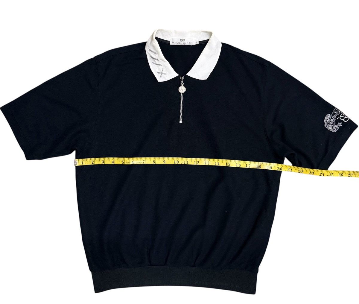 Balenciaga Balenciaga Polo Shirt Black and White Collar Zipper Size US L / EU 52-54 / 3 - 7 Thumbnail