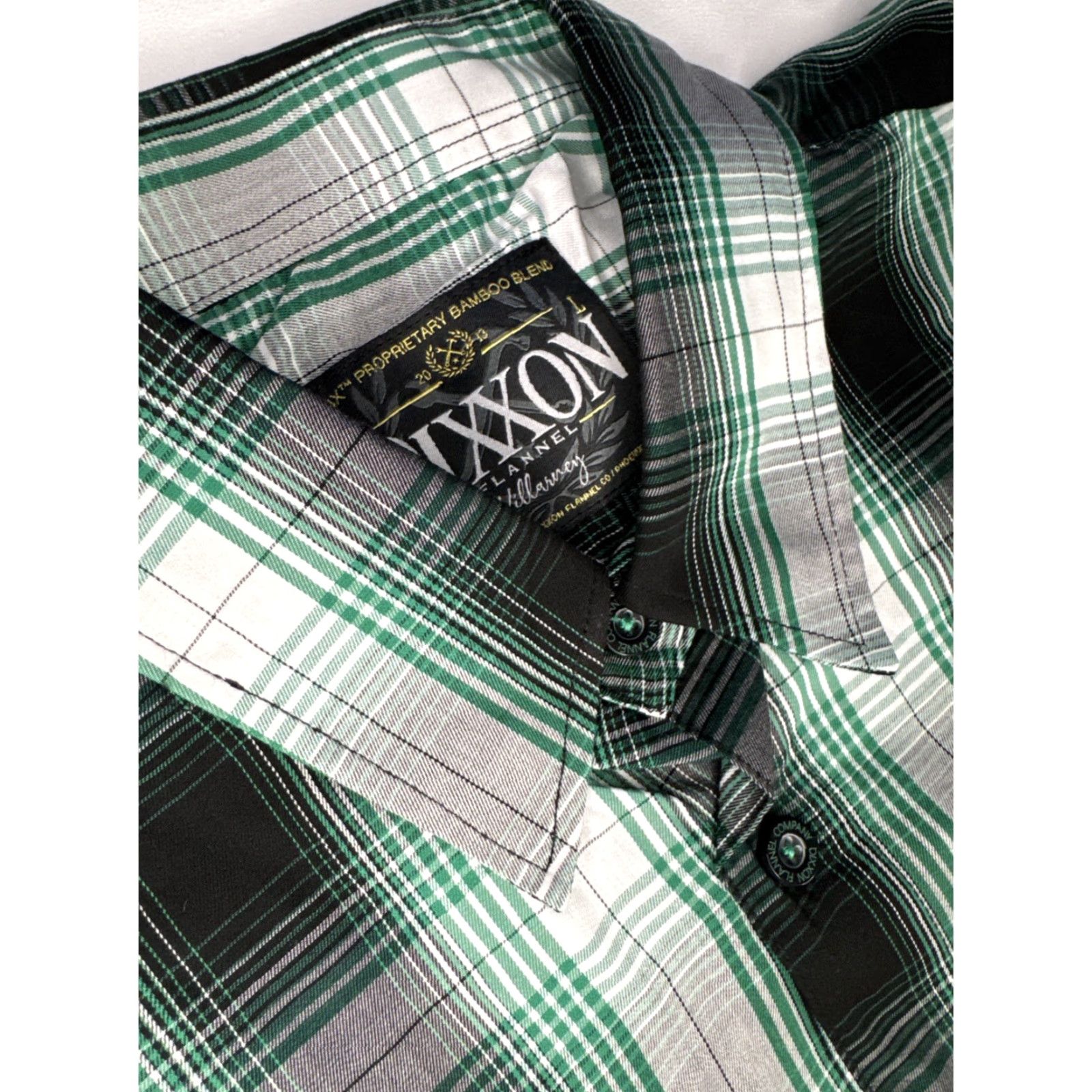 CO Dixxon Flannel Co “The Killarney” Bamboo Plaid Party Shirt Sz L Short Sleeve Shirt Men Green Flannel Plaid Bamboo Party Shirt L Mens Size US L / EU 52-54 / 3 - 2 Thumbnail