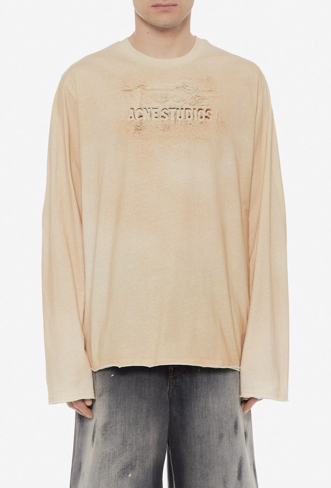 Acne Studios Logo Distressed Cotton Jersey Tee
