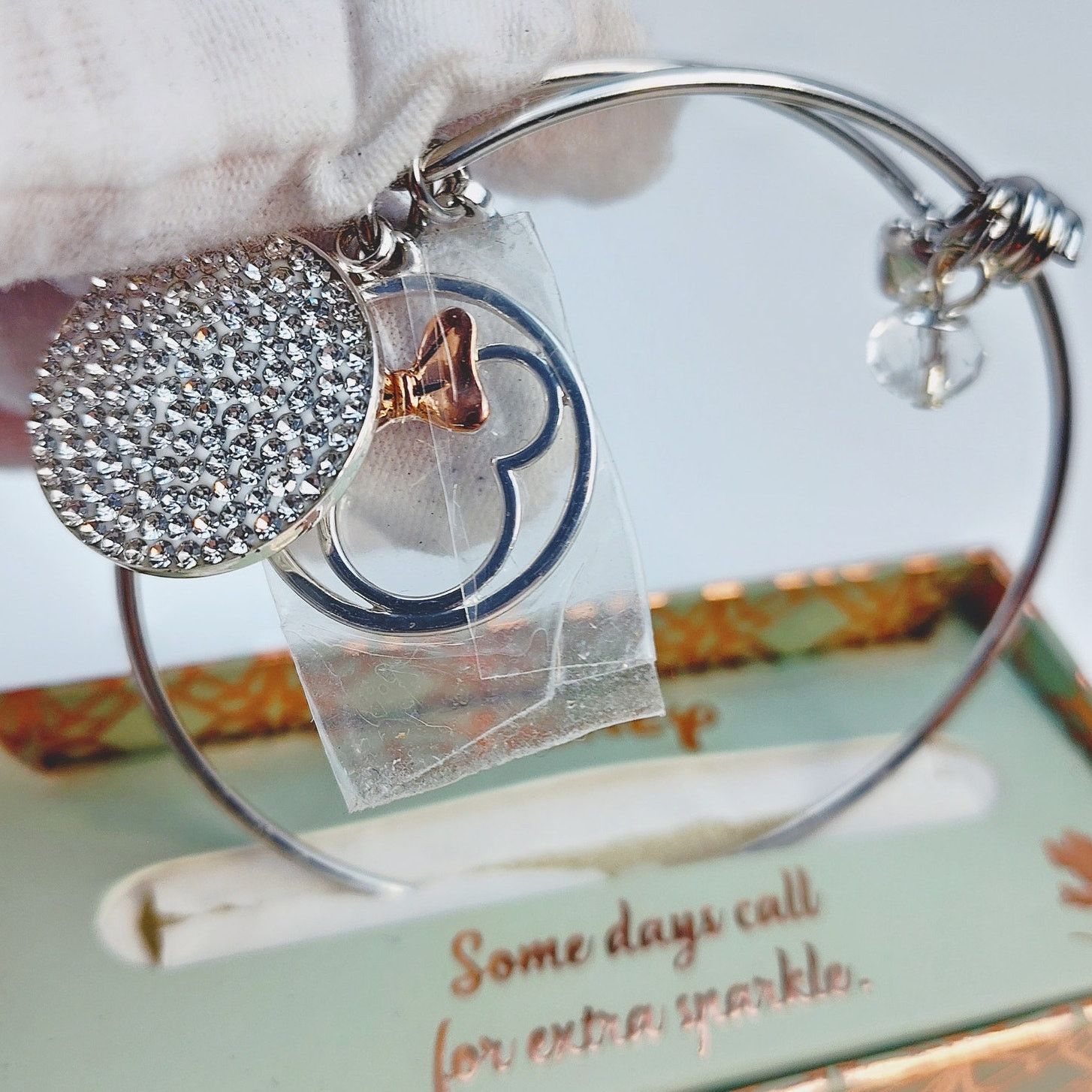 Disney Disney Minnie Mouse Bangle Bracelet w Rhinestone Charm NIB Size ONE SIZE - 4 Thumbnail