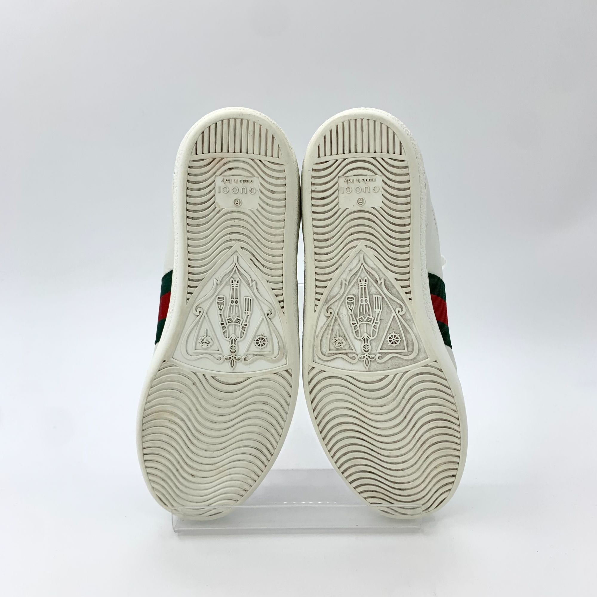 Gucci Gucci Ace Series White Leather Sneakers With Red & Green Web Size US 5 / IT 35 - 5 Thumbnail