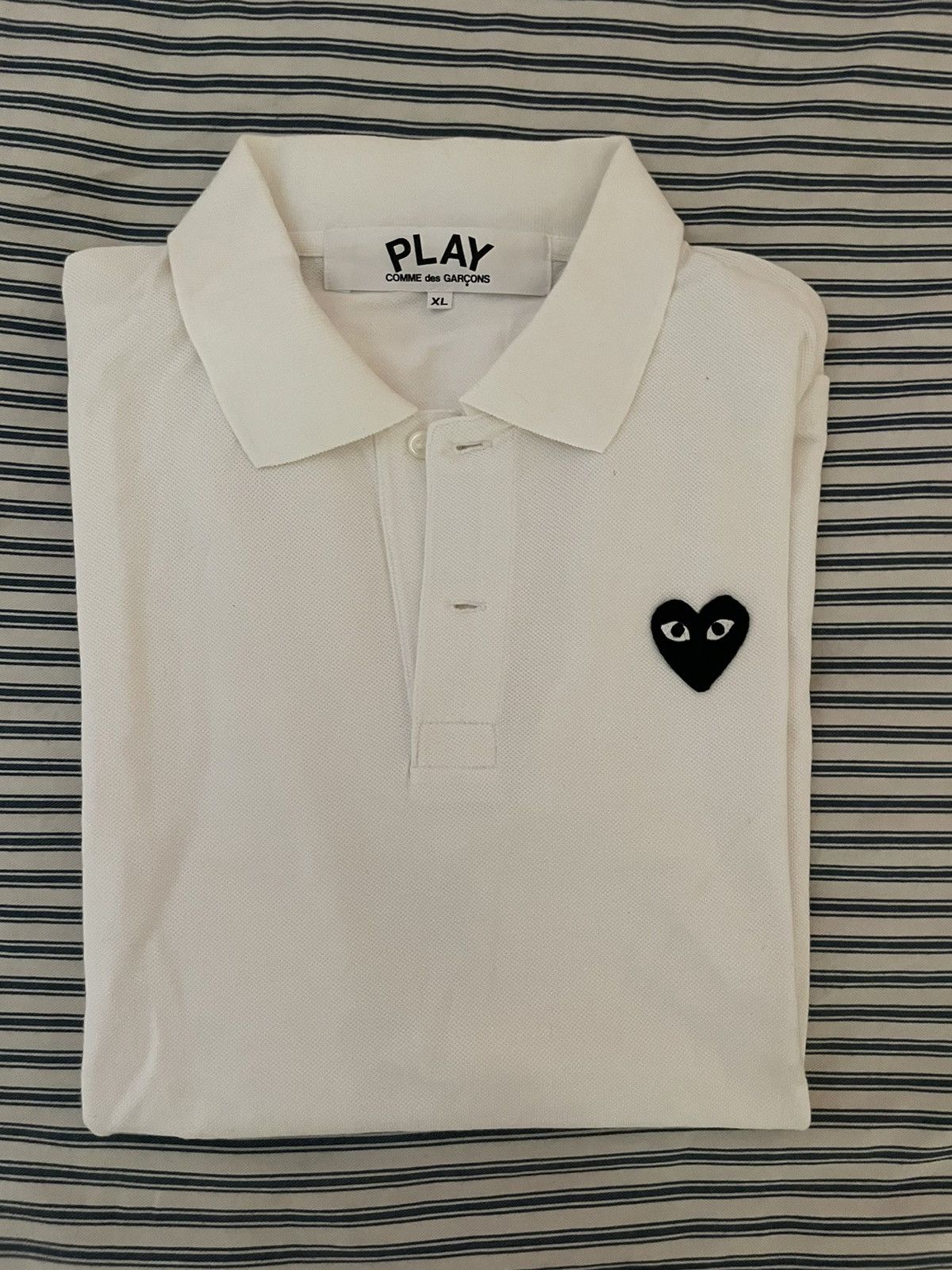 image of Comme Des Garcons Comme Des Garçons Play Polo (White), Men's (Size XL)