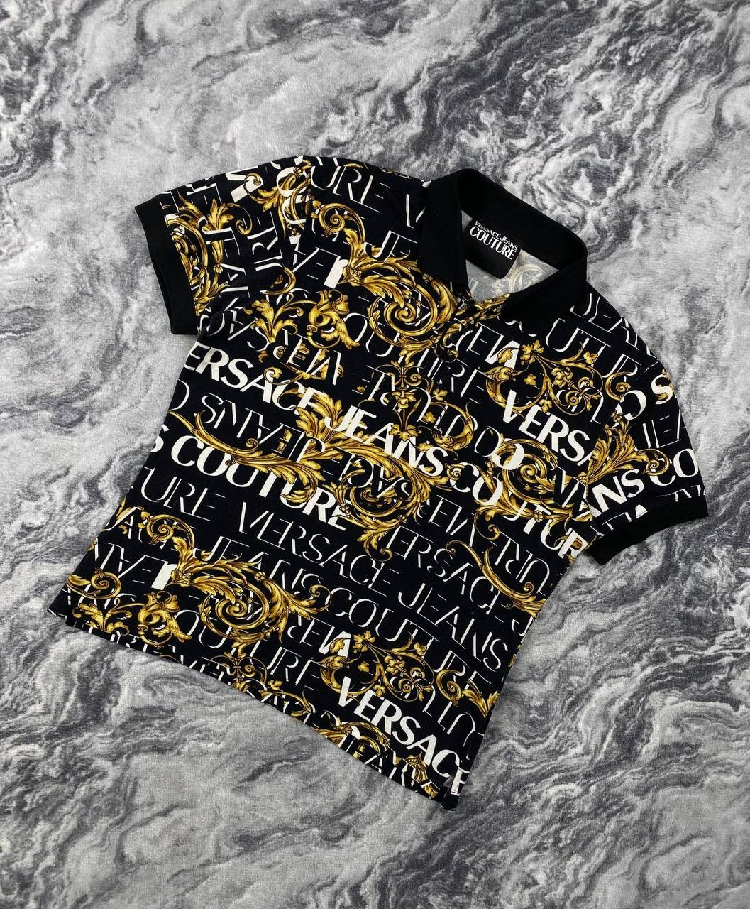 Versace Versace Jeans Couture All Over Baroque Polo Shirt Men Size L Size US L / EU 52-54 / 3 - 1 Thumbnail