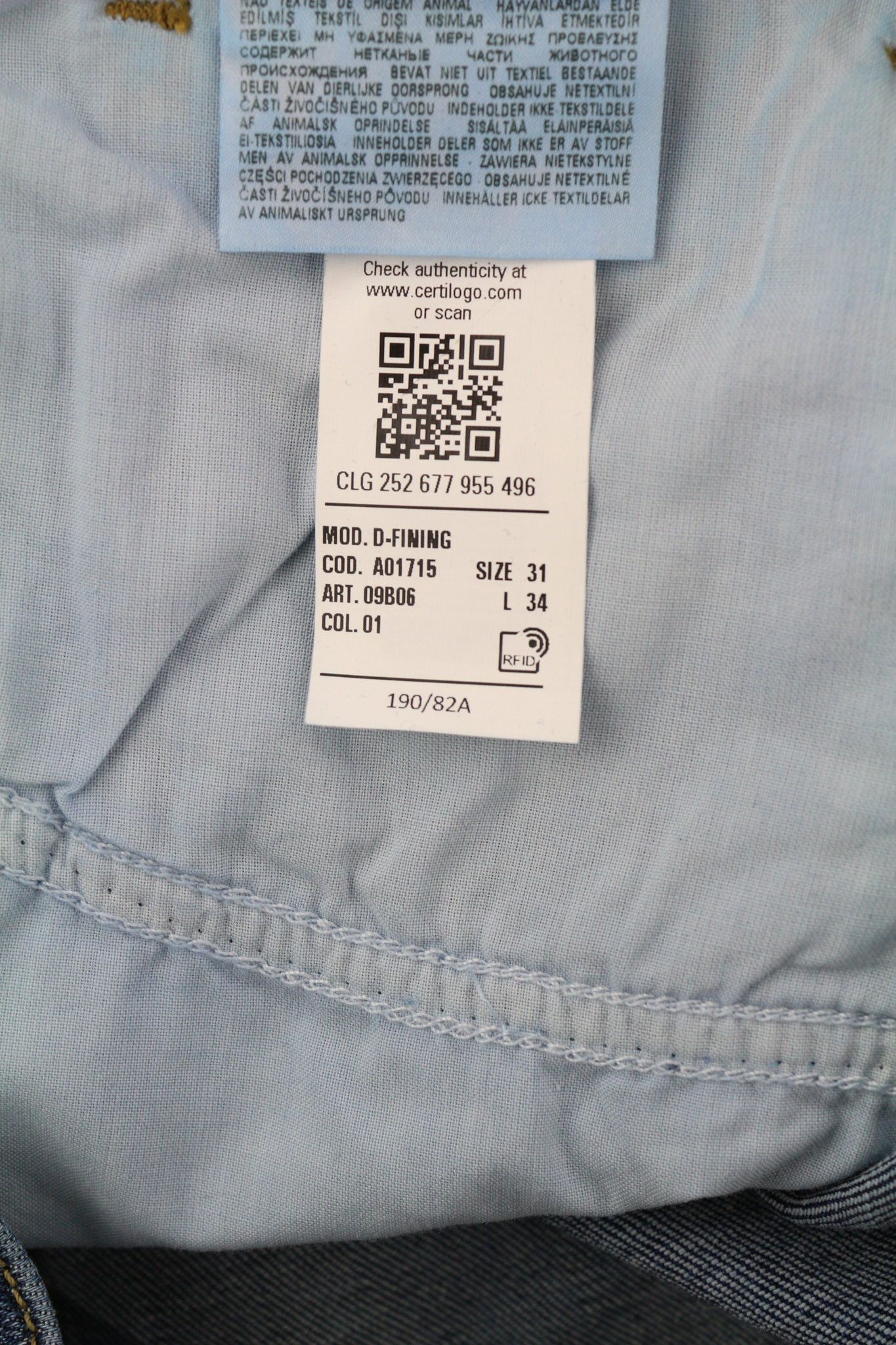 Diesel D-FINING 09B06 W31/L34 Stretch Washed 40426 Size US 31 - 12 Thumbnail