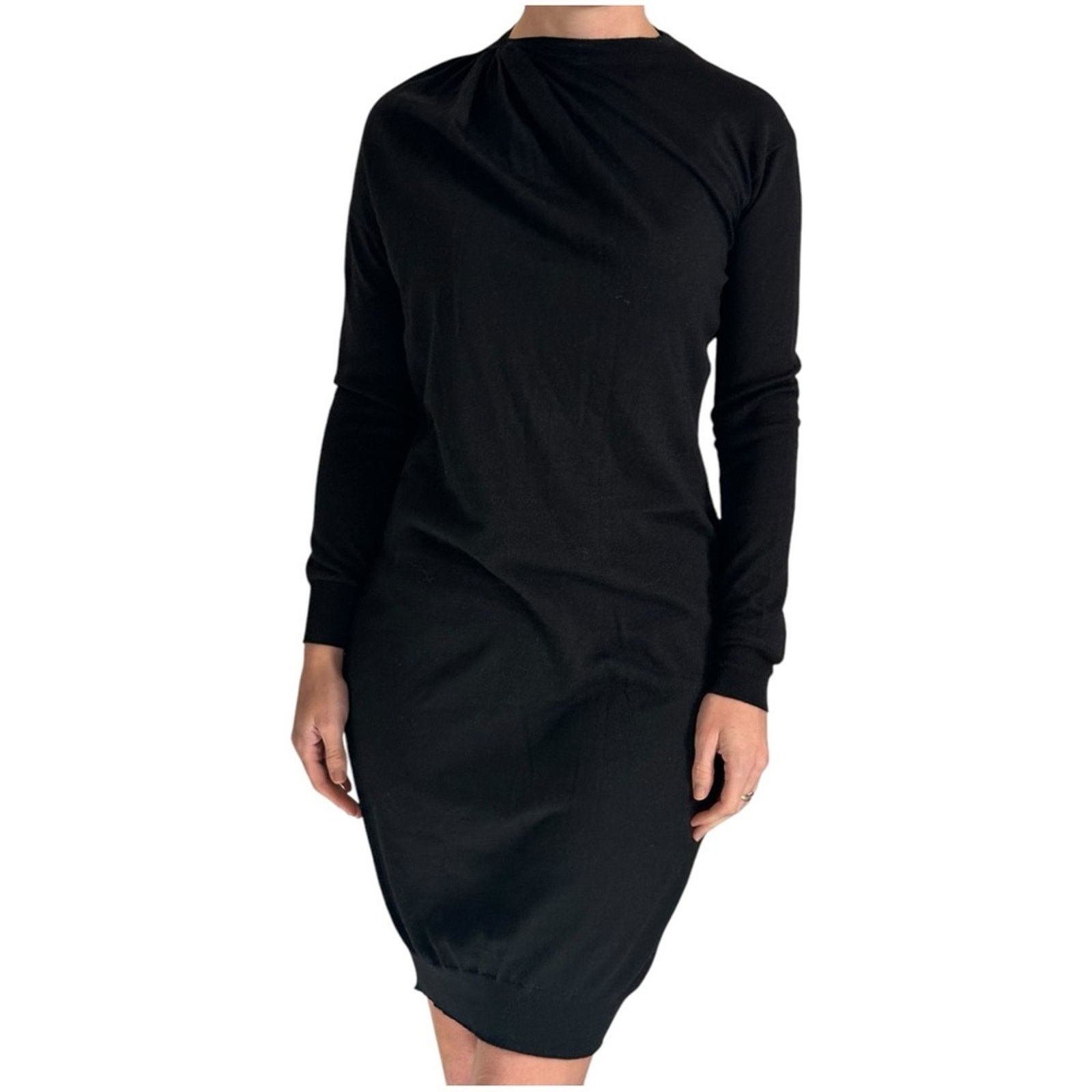Lanvin Vtg Alber Elbaz Y2K Era Black Sweater Dress Wool Cash Silk Size XS / US 0-2 / IT 36-38 - 1 Thumbnail