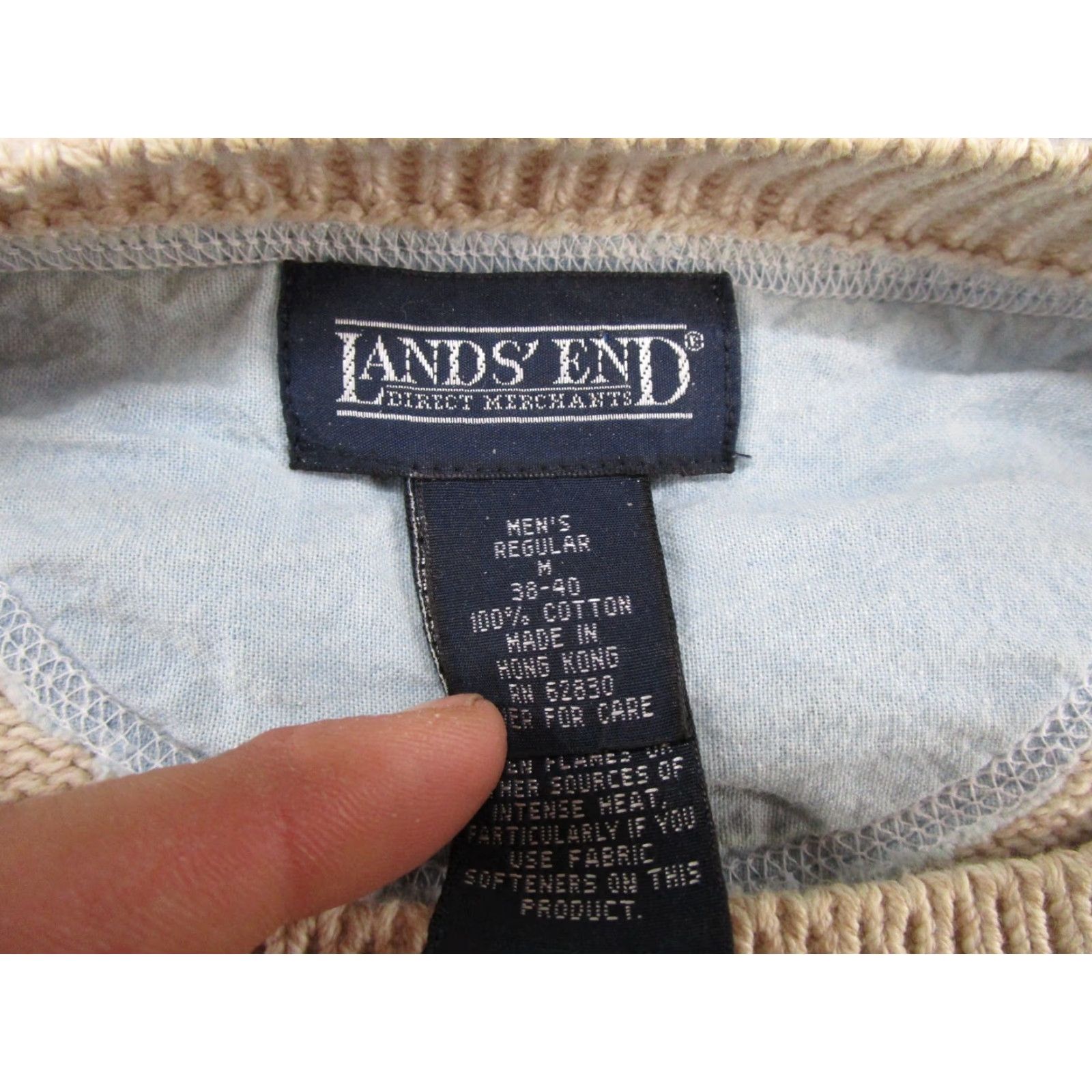 Lands' End VTG Lands' End Beige Heavy Knit Pullover Sweater Crewneck Size M Preppy Mens Pullover Sweater Vintage Beige Pullover Sweater Winter Fall Spring Mens Size US M / EU 48-50 / 2 - 2 Thumbnail