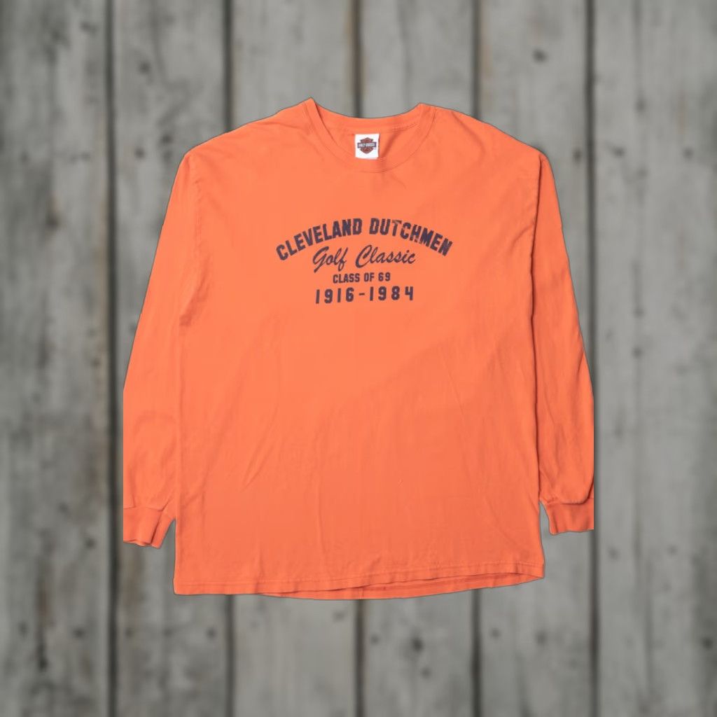 Harley Davidson VINTAGE Harley Davidson Shirt Orange XL Unisex Adults 2000s 69 XL Cleveland Dutchmen Golf Classic T-Shirt Size US XL / EU 56 / 4 - 1 Thumbnail