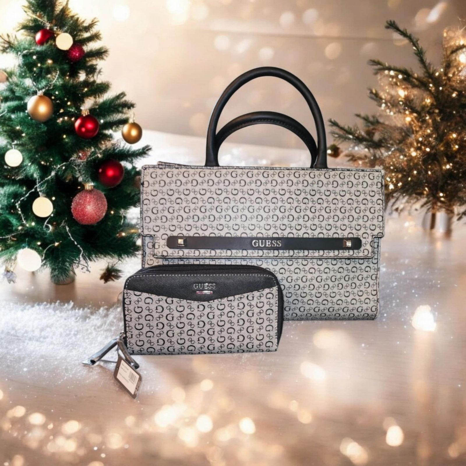 Guess Guess Gleeson black gray faux leather Satchel and wallet Grailed