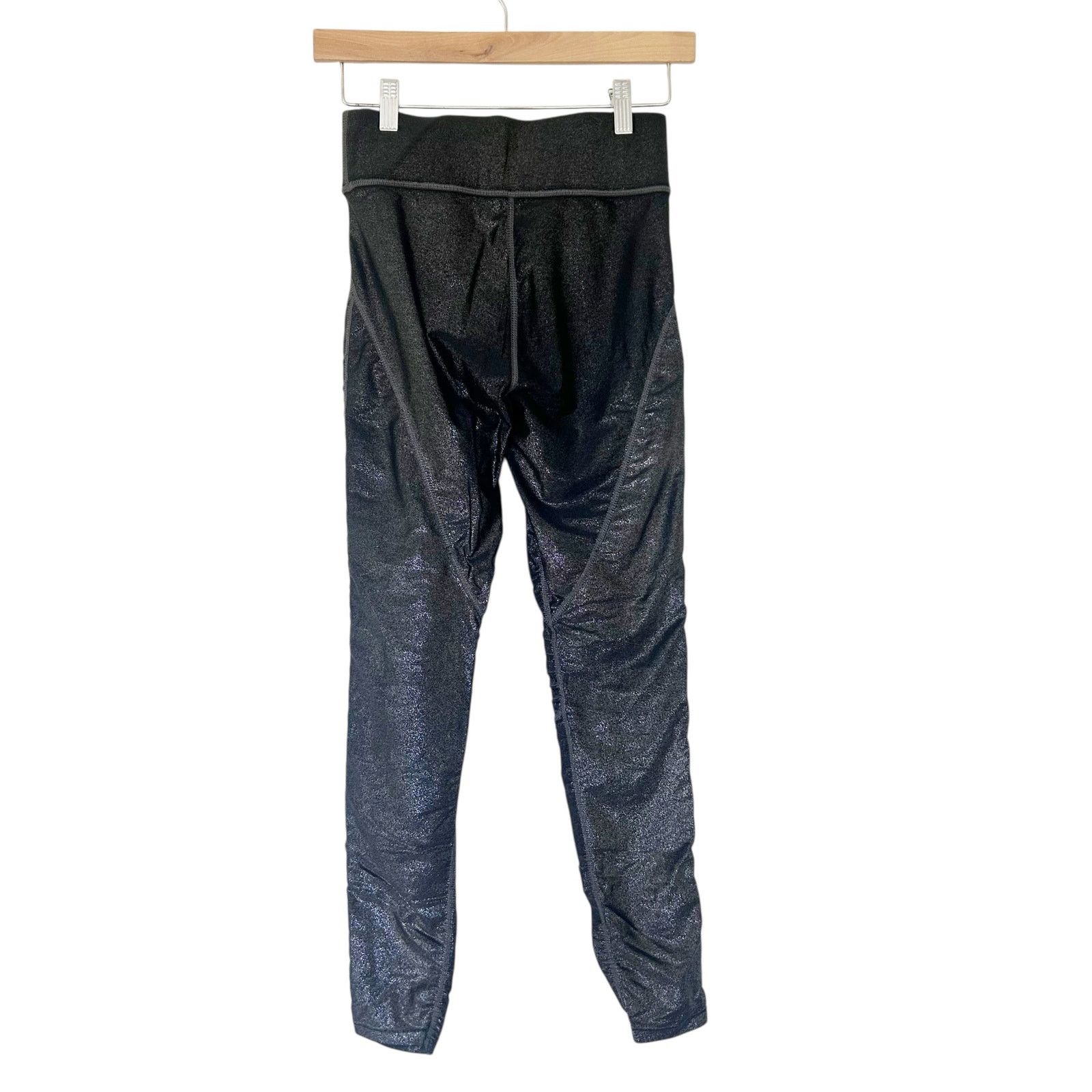 Other Carbon 38 Black Metallic Sparkly Moto Leggings Sz S Size 27" / US 4 / IT 40 - 3 Thumbnail