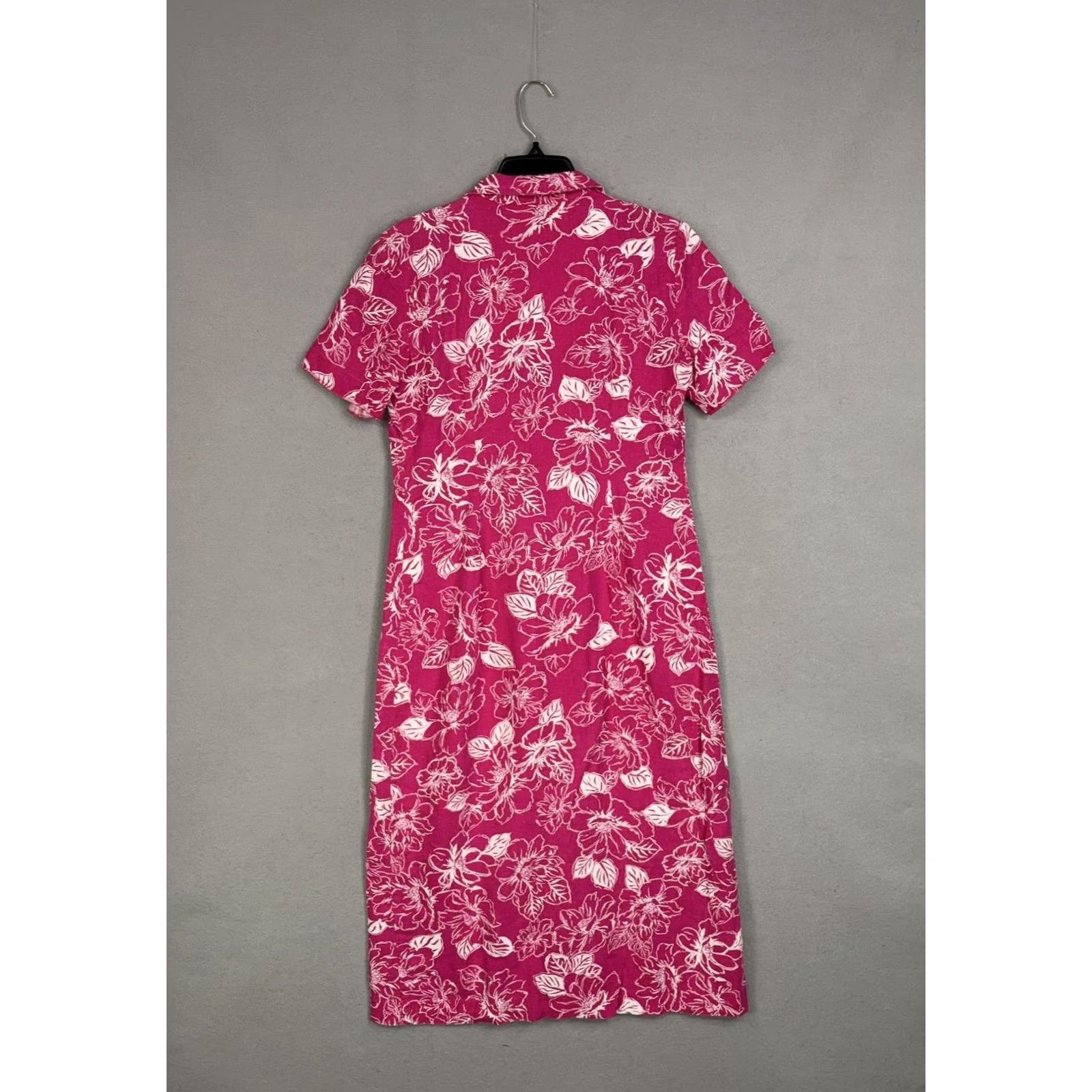 Talbots Talbots Dress Womens 6 Pink Floral Linen Resort Vacation Hawaiian Tropical Shirt Dress Casual Travel Size M / US 6-8 / IT 42-44 - 7 Thumbnail