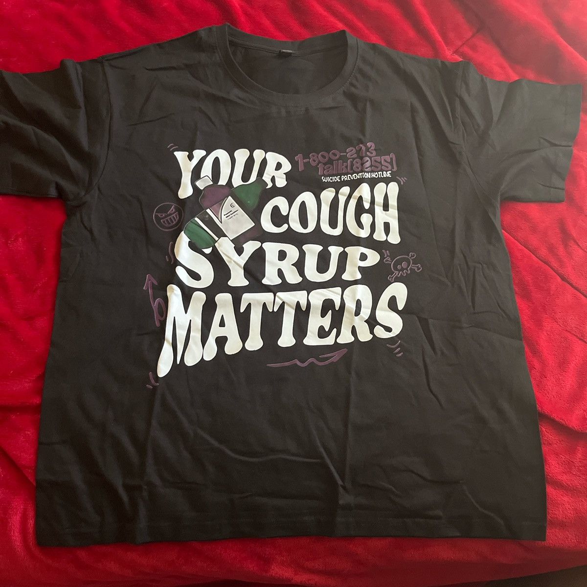 Black “Your Cough Syrup Matters” graphic